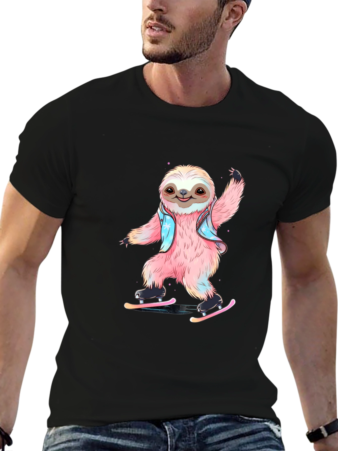 Sloth Ice Skating T-Shirt - Fun Graphic Tee