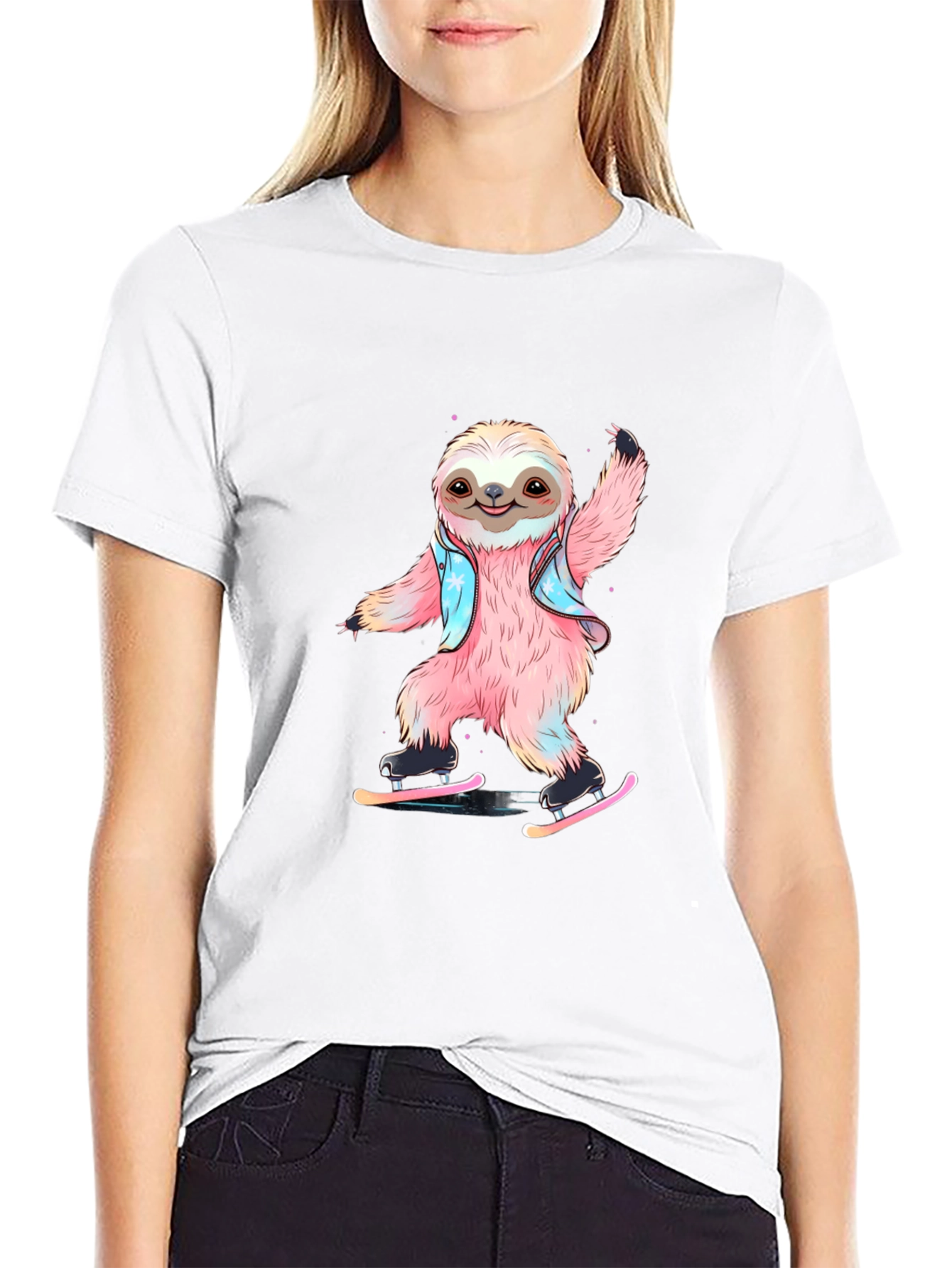 Sloth Ice Skating T-Shirt - Fun Graphic Tee