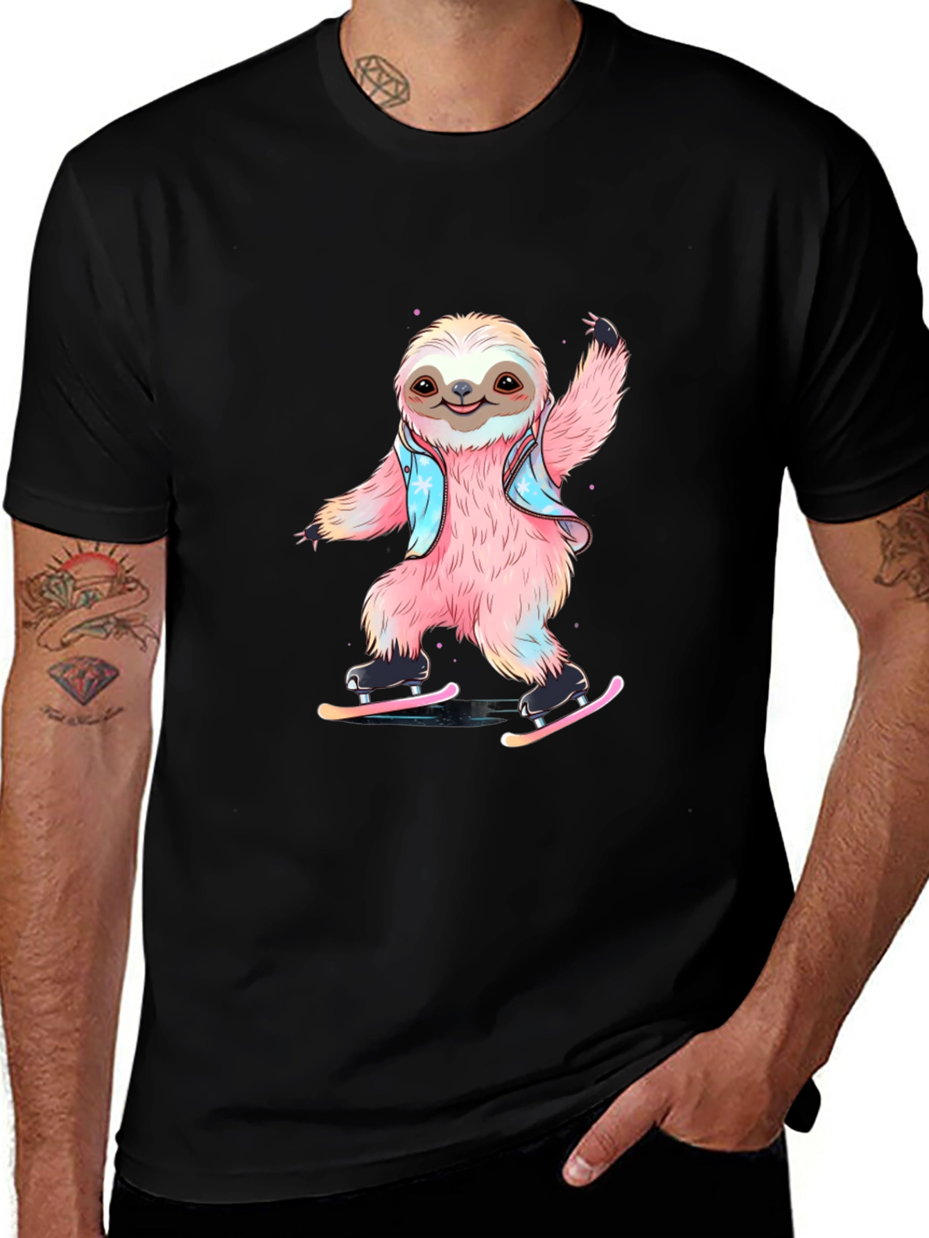 Sloth Ice Skating T-Shirt - Fun Graphic Tee