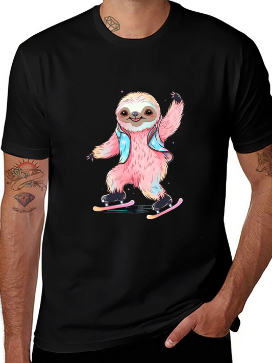 Sloth Ice Skating T-Shirt - Fun Graphic Tee