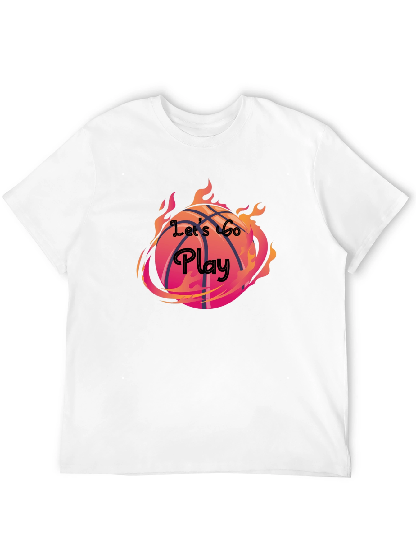 Flaming Basketball Graphic Tee - Lets Go Play!