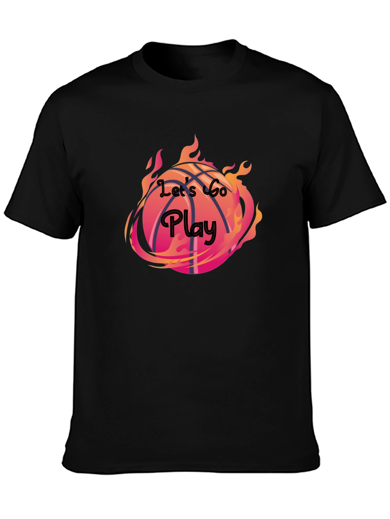 Flaming Basketball Graphic Tee - Lets Go Play!