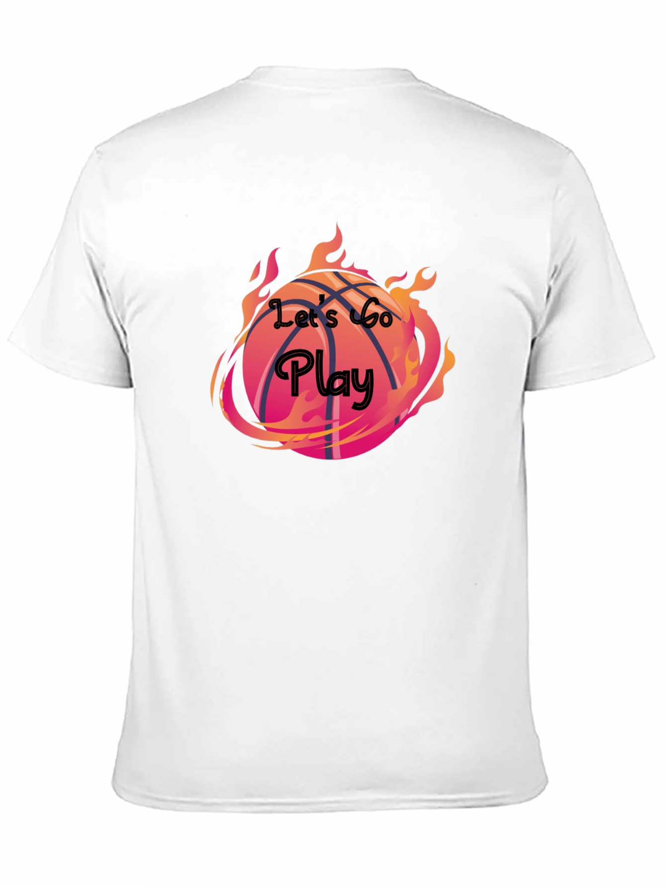 Flaming Basketball Graphic Tee - Lets Go Play!