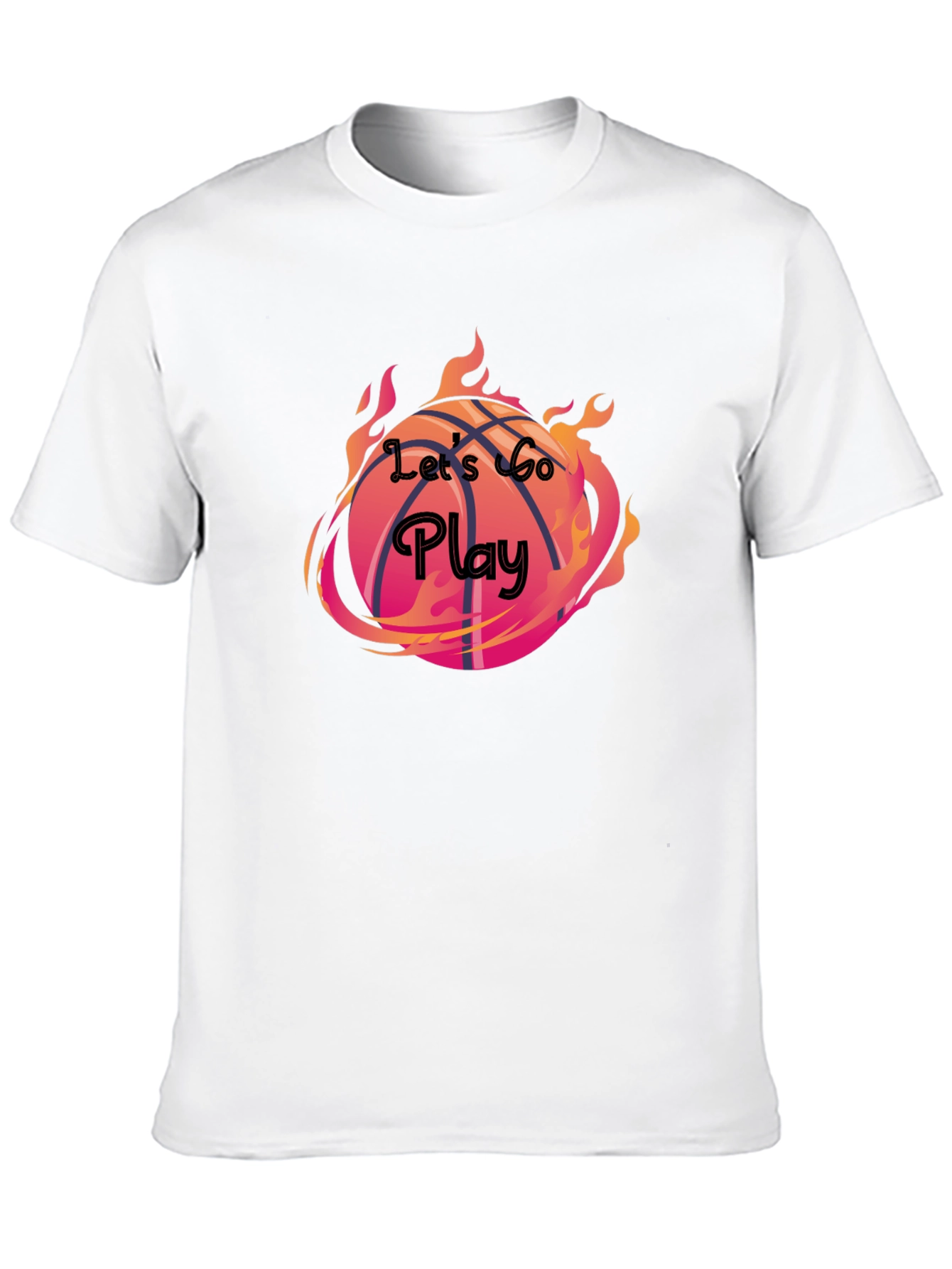 Flaming Basketball Graphic Tee - Lets Go Play!