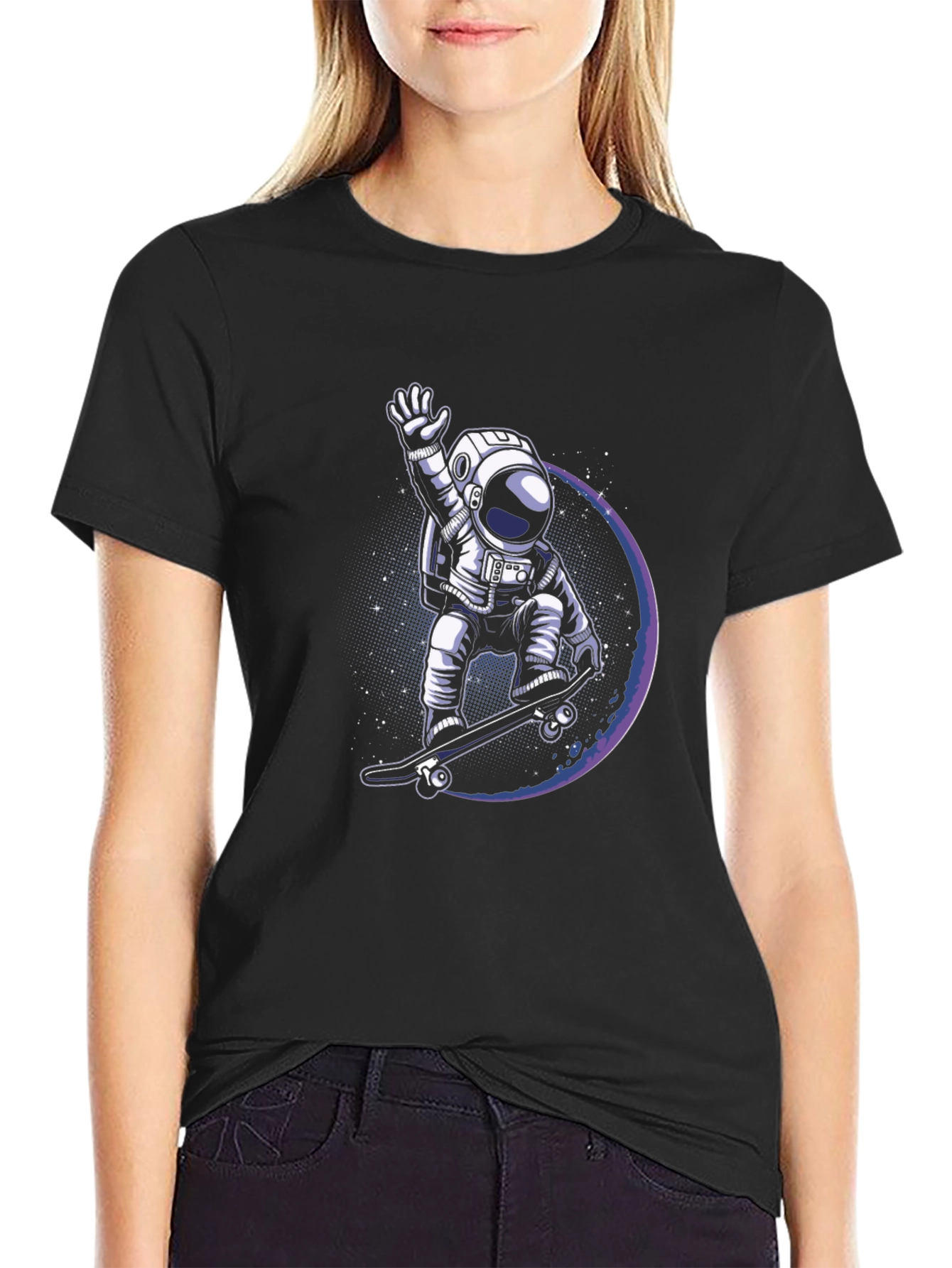 Astronaut Skateboarder Graphic Tee