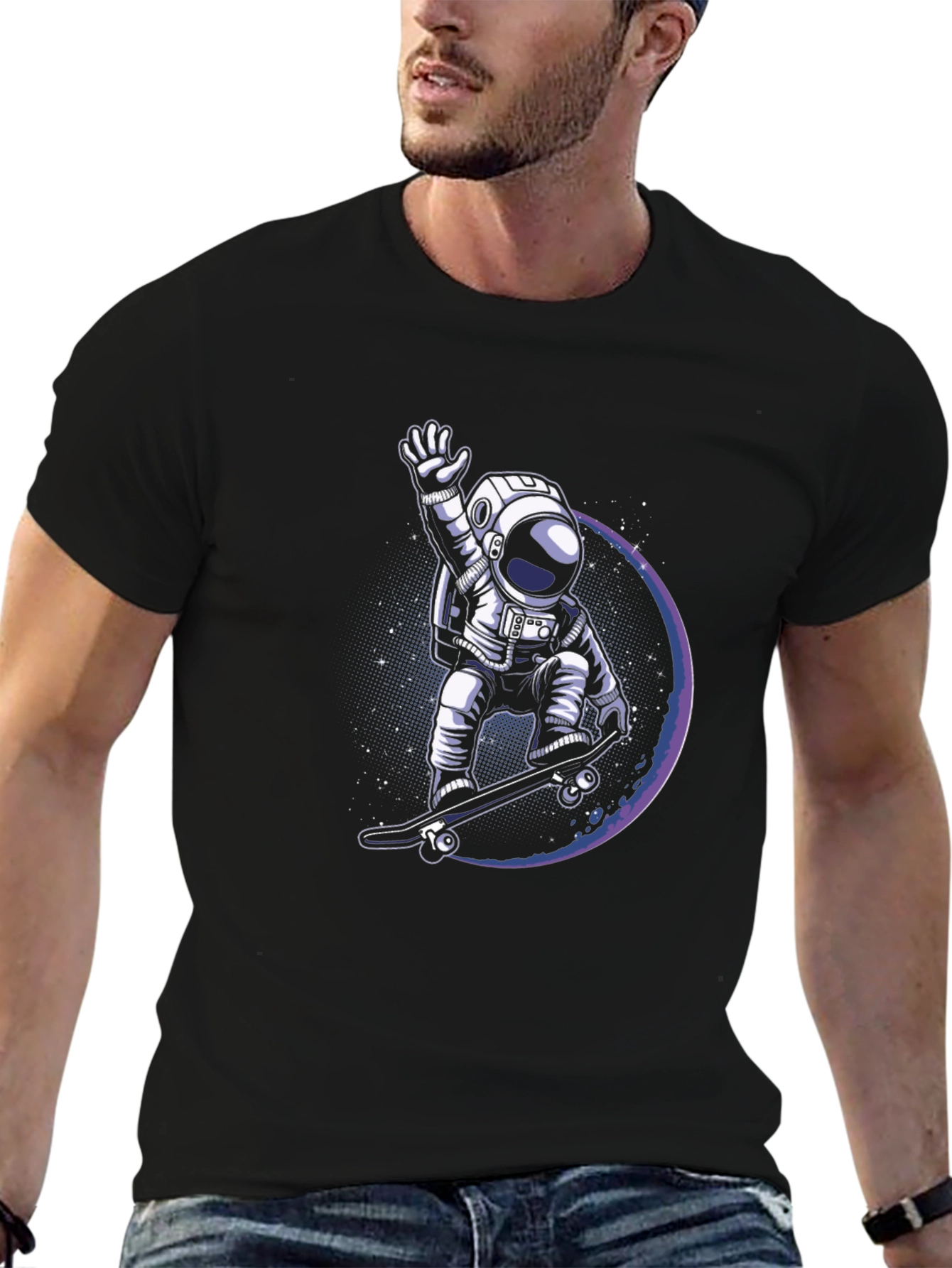 Astronaut Skateboarder Graphic Tee