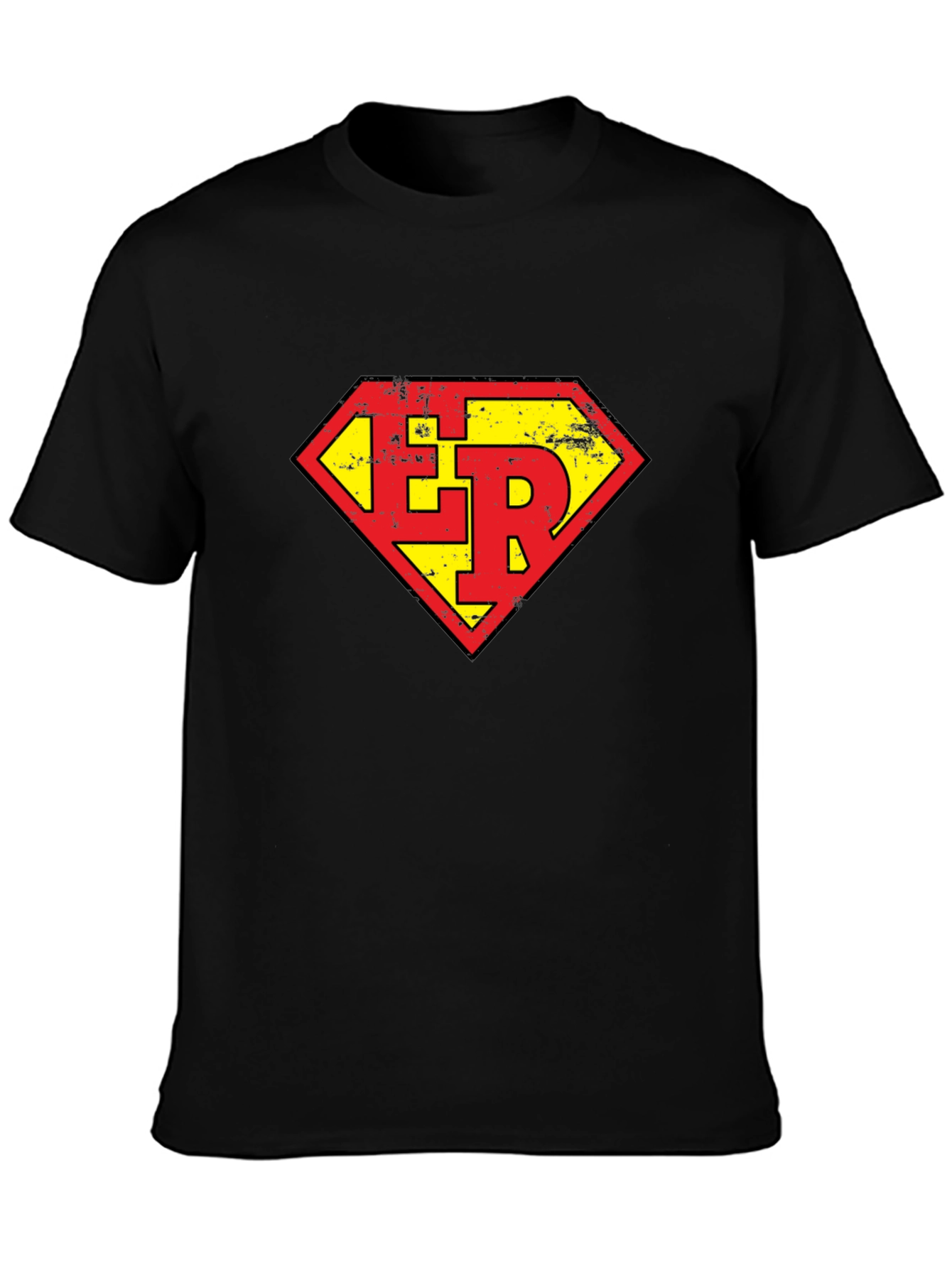 ER Super Hero Style Graphic Tee - Black