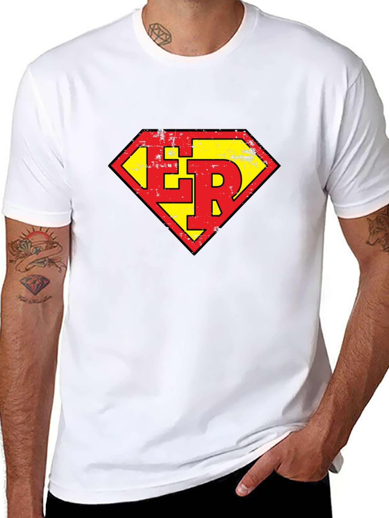 ER Super Hero Style Graphic Tee - Black