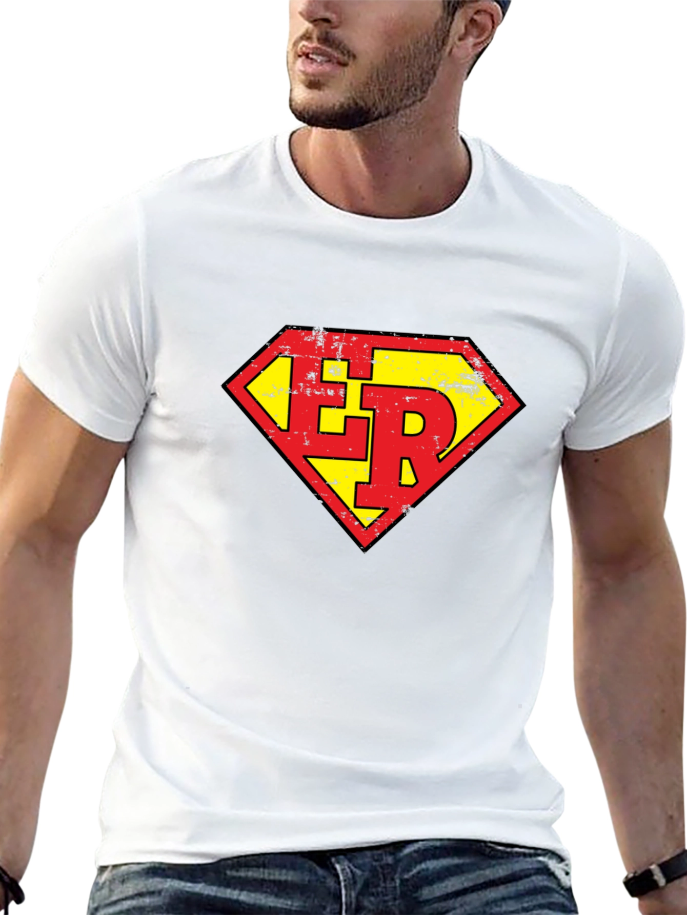 ER Super Hero Style Graphic Tee - Black
