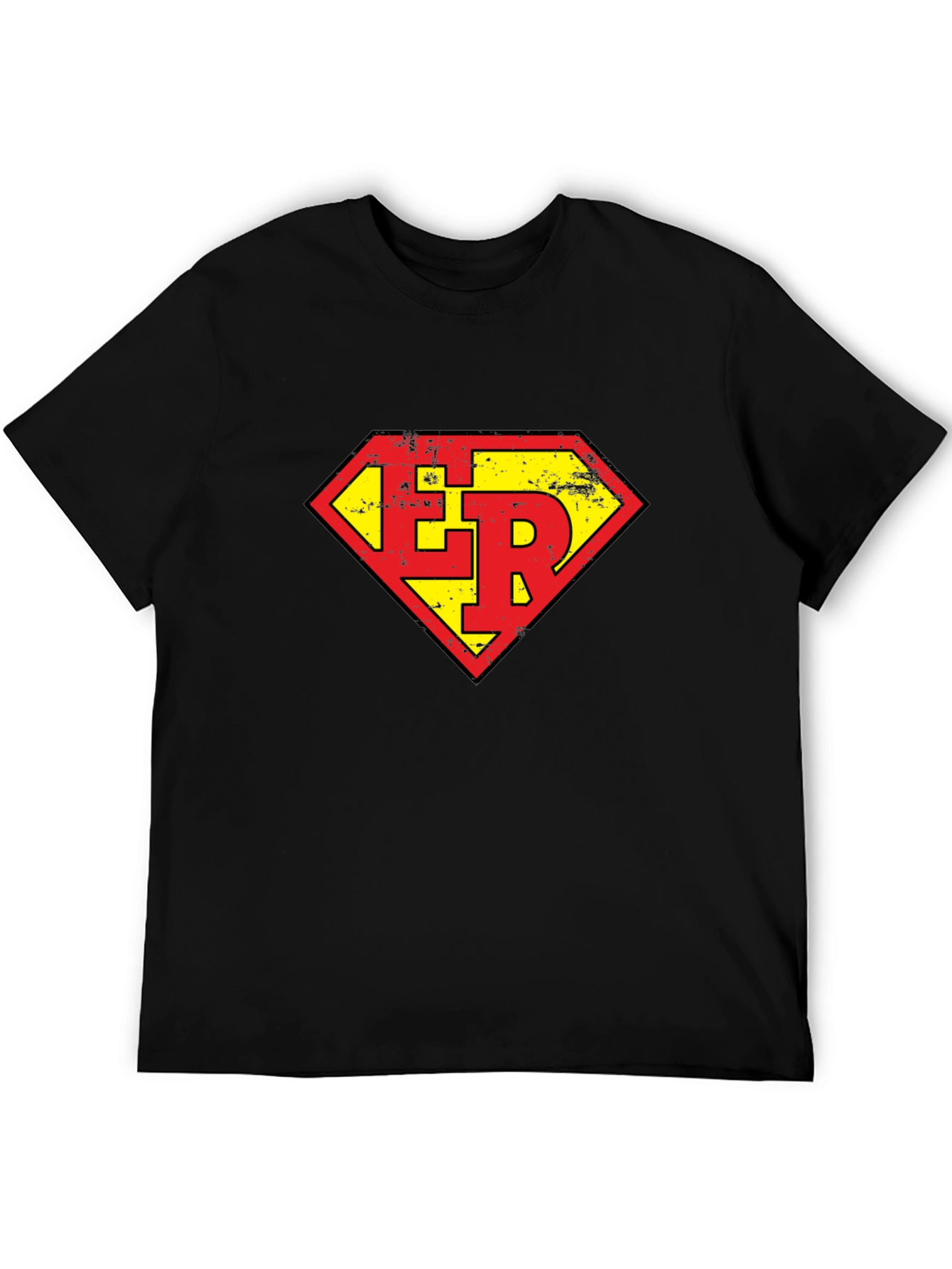ER Super Hero Style Graphic Tee - Black