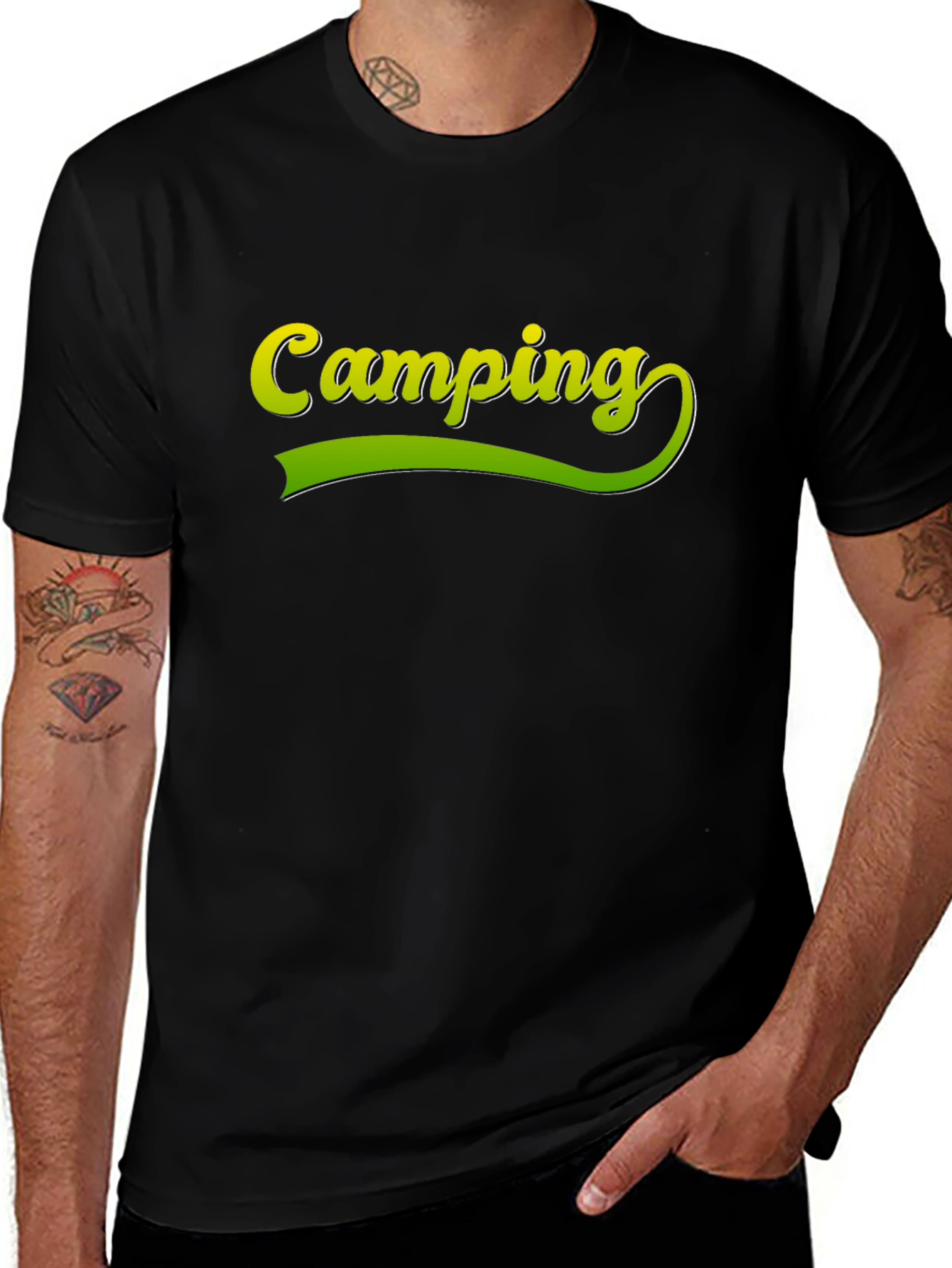 Camping Graphic Tee - Black Casual Shirt