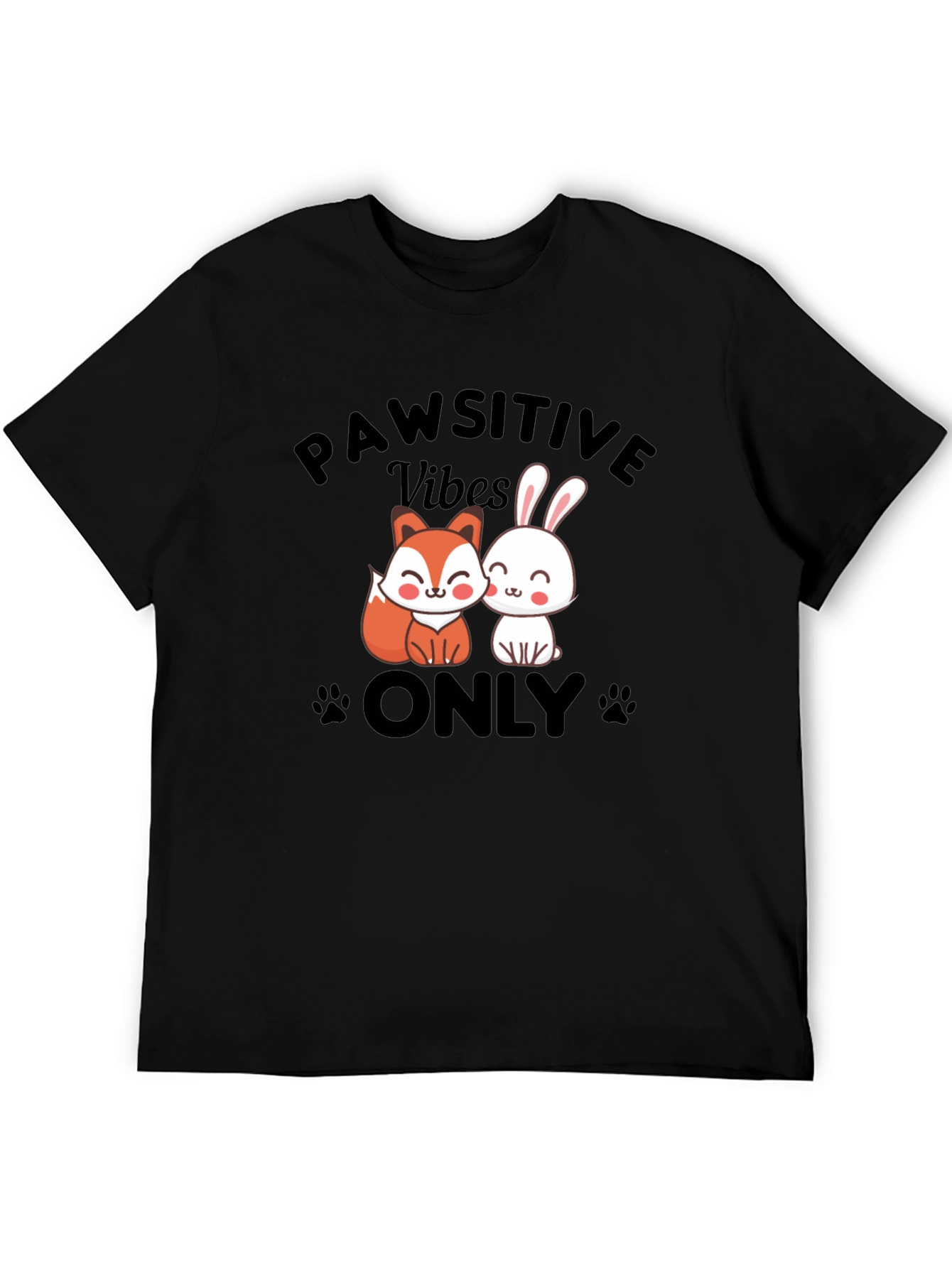 Pawsitive Vibes Only T-Shirt - Cute Animal Design