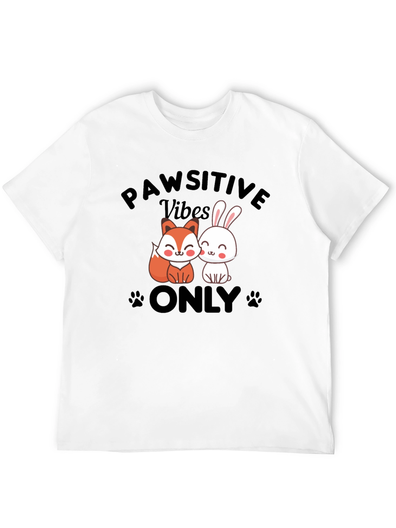 Pawsitive Vibes Only T-Shirt - Cute Animal Design