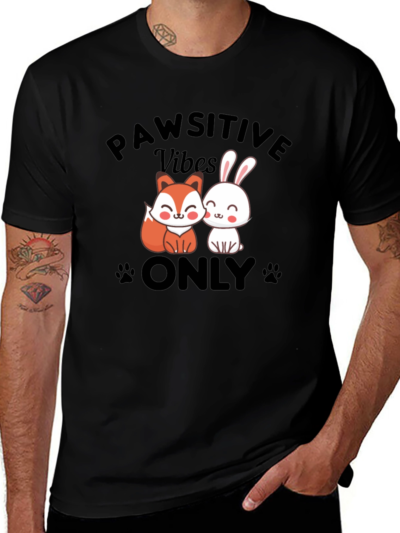 Pawsitive Vibes Only T-Shirt - Cute Animal Design