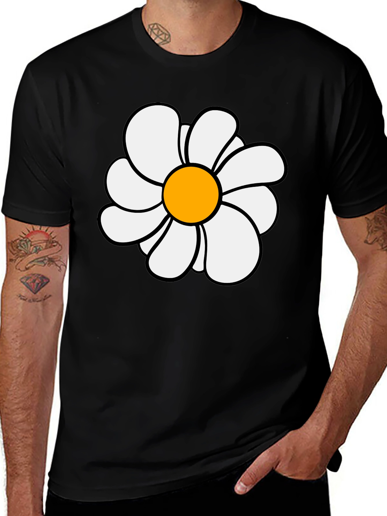 Daisy Flower Graphic Tee - Unisex Black T-Shirt