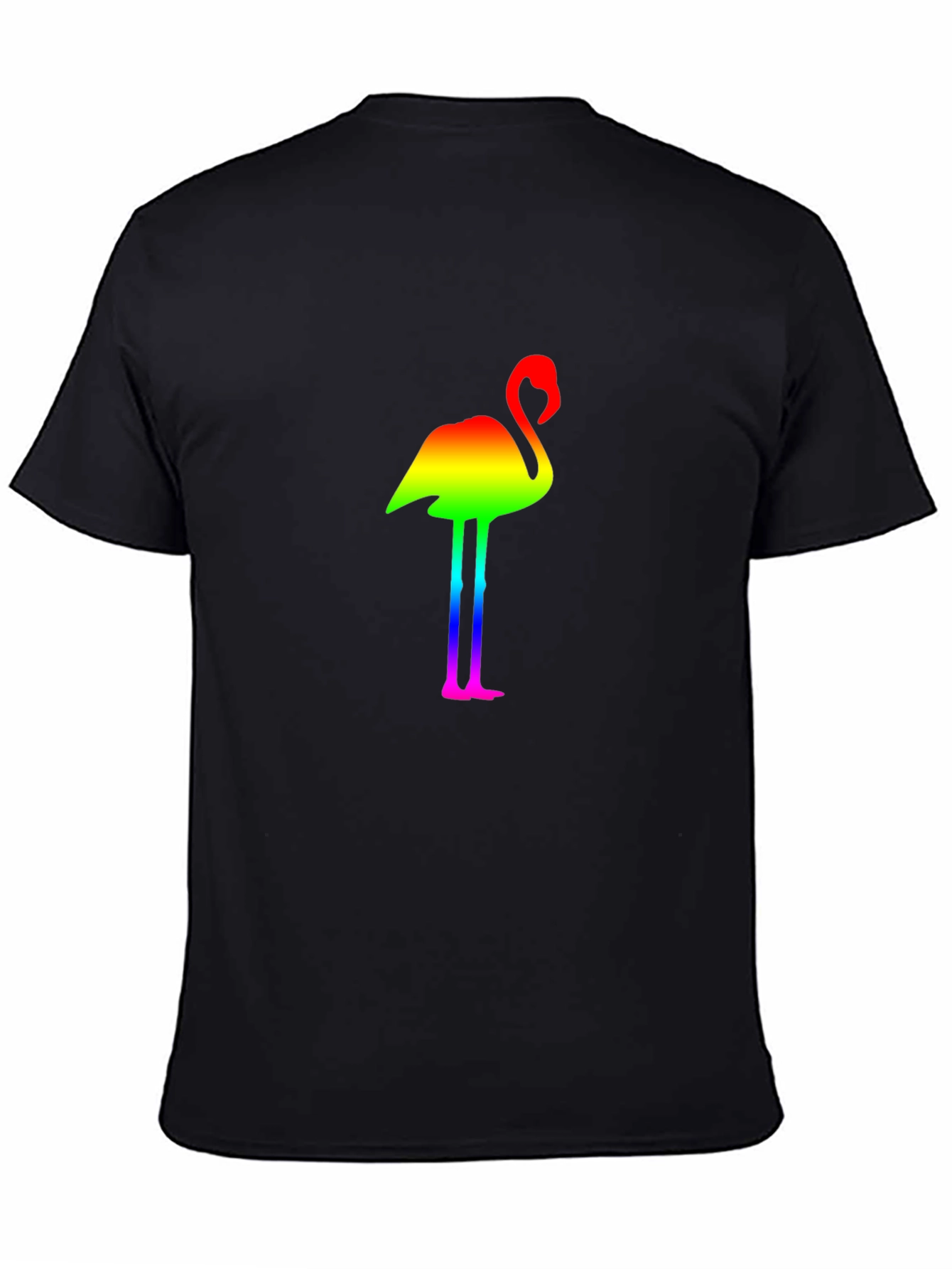 Rainbow Flamingo Graphic Black T-Shirt