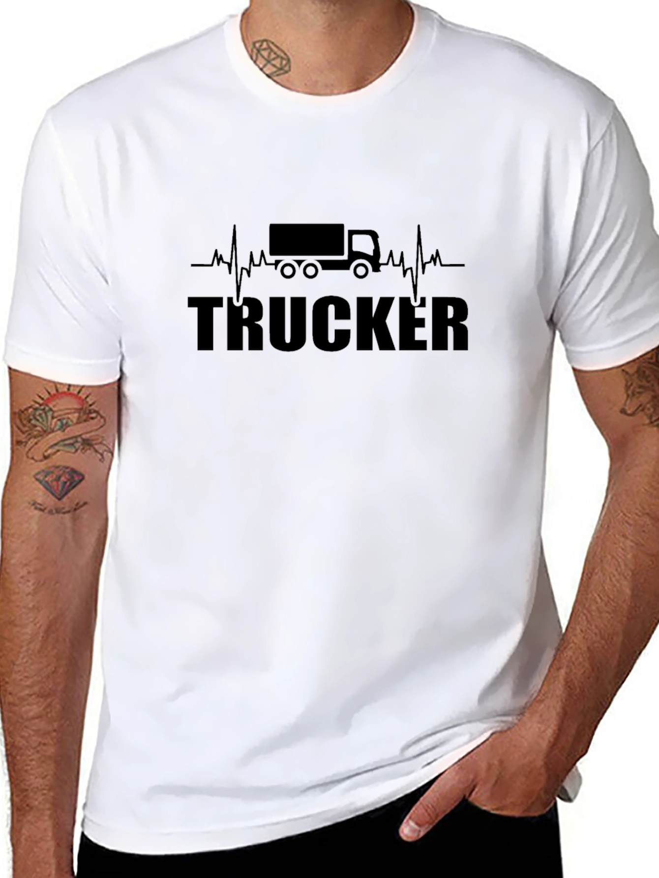 Trucker Heartbeat Black T-Shirt