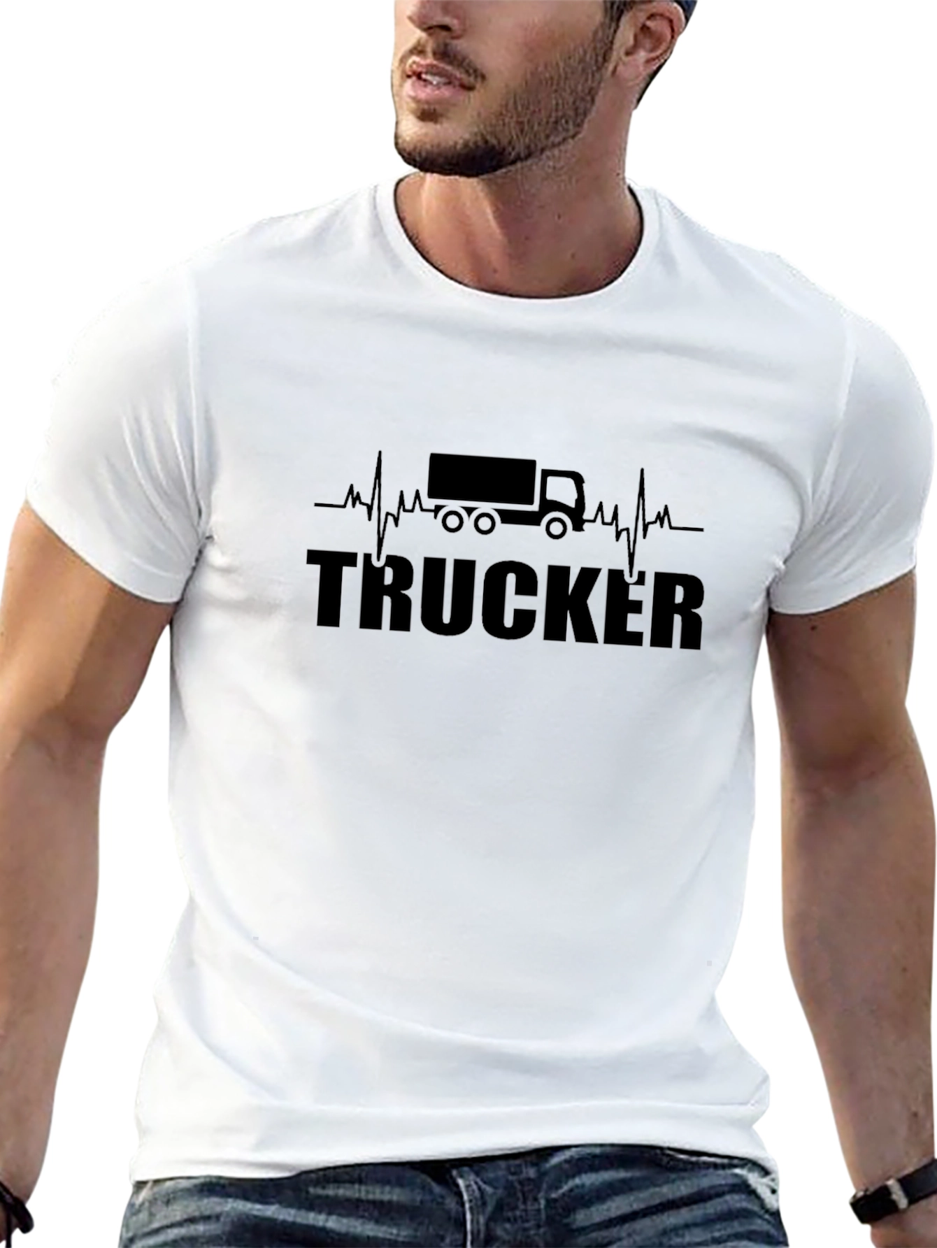Trucker Heartbeat Black T-Shirt