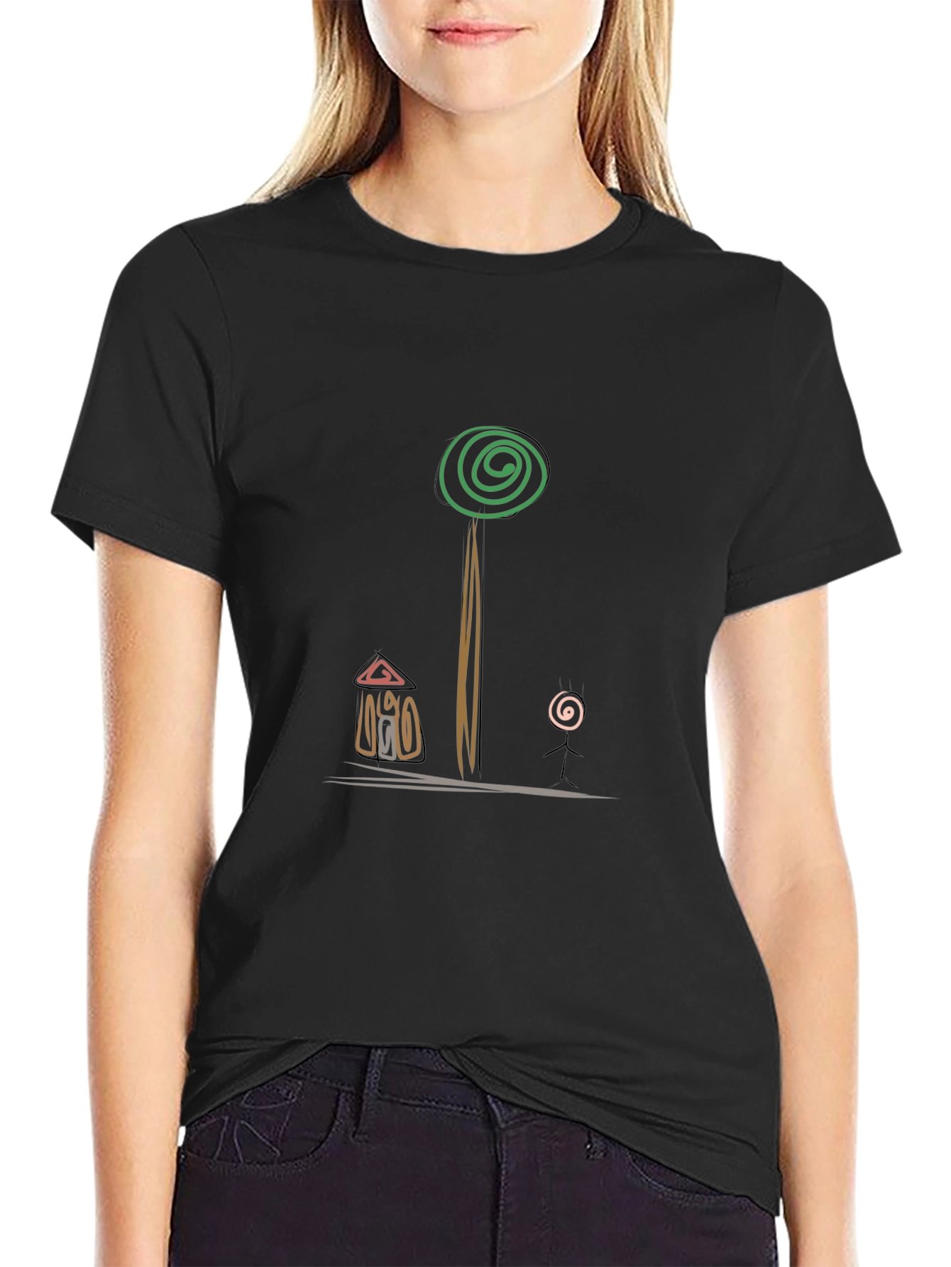 Abstract Graphic Print Tee - Casual Style