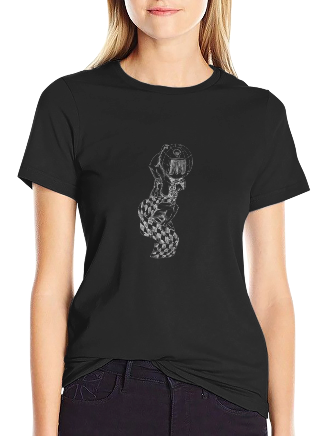Black Graphic Tee - Atlas Checkered Flag Design