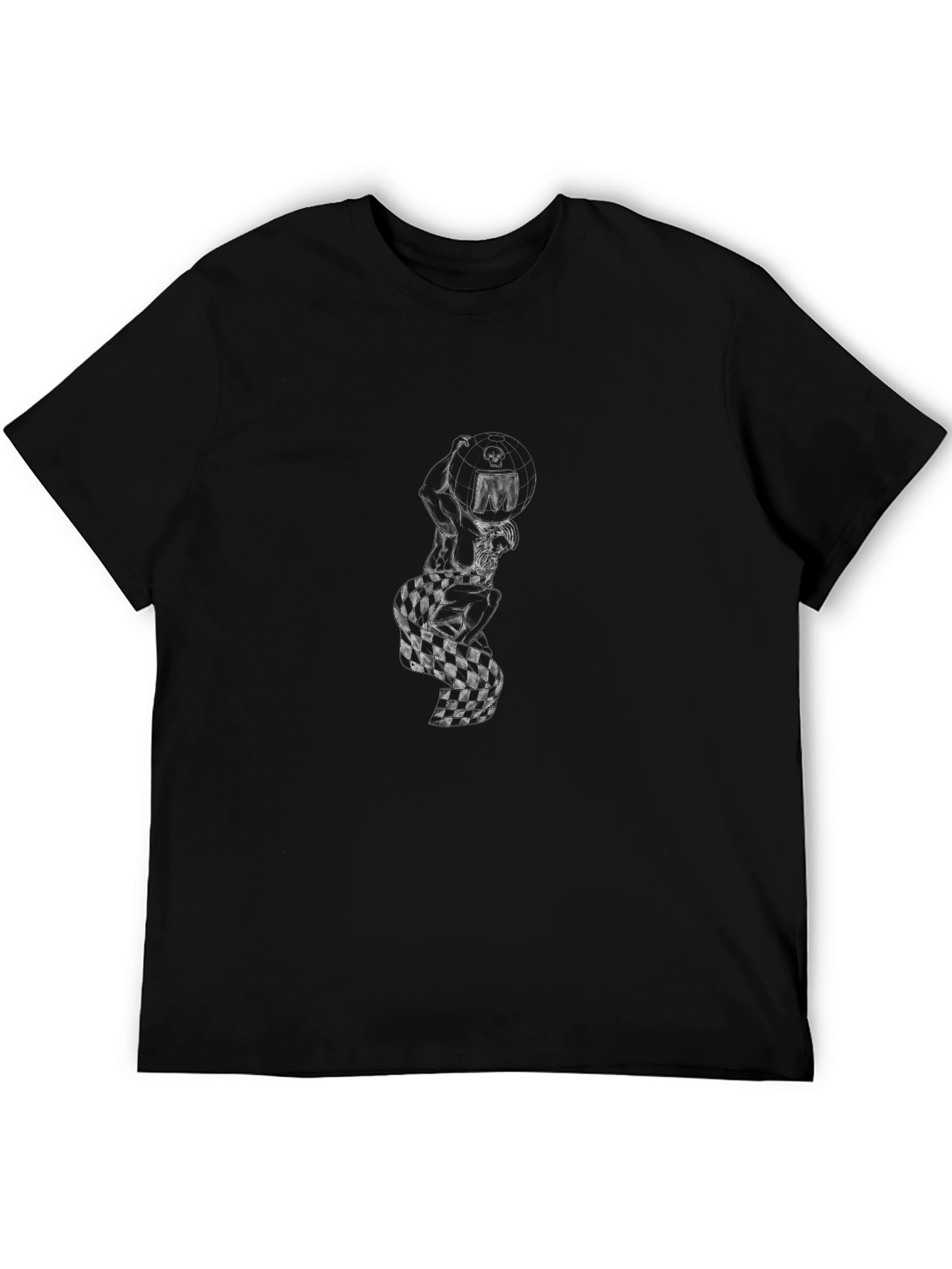 Black Graphic Tee - Atlas Checkered Flag Design