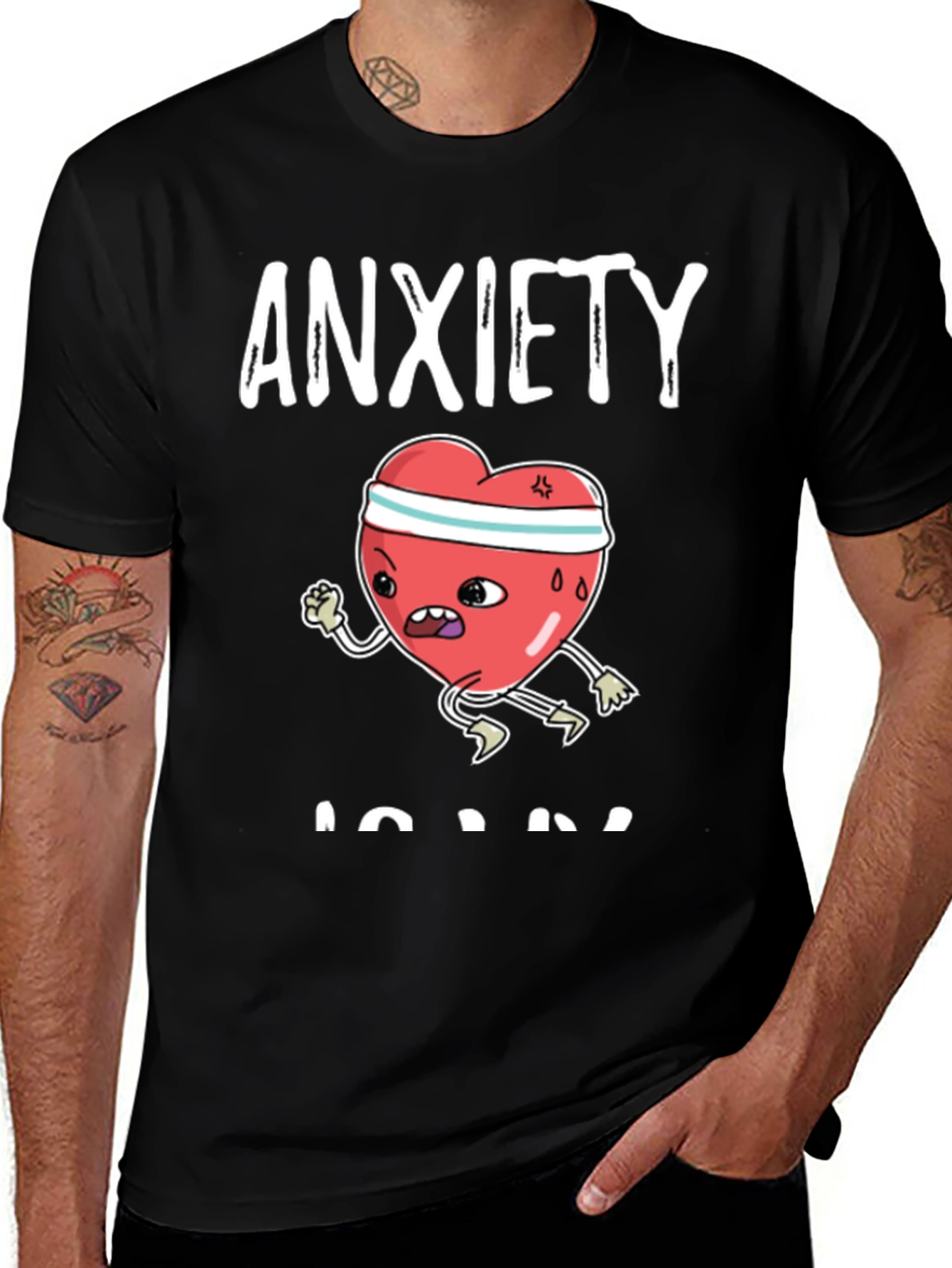 Anxiety Run T-Shirt - Funny Heart Design