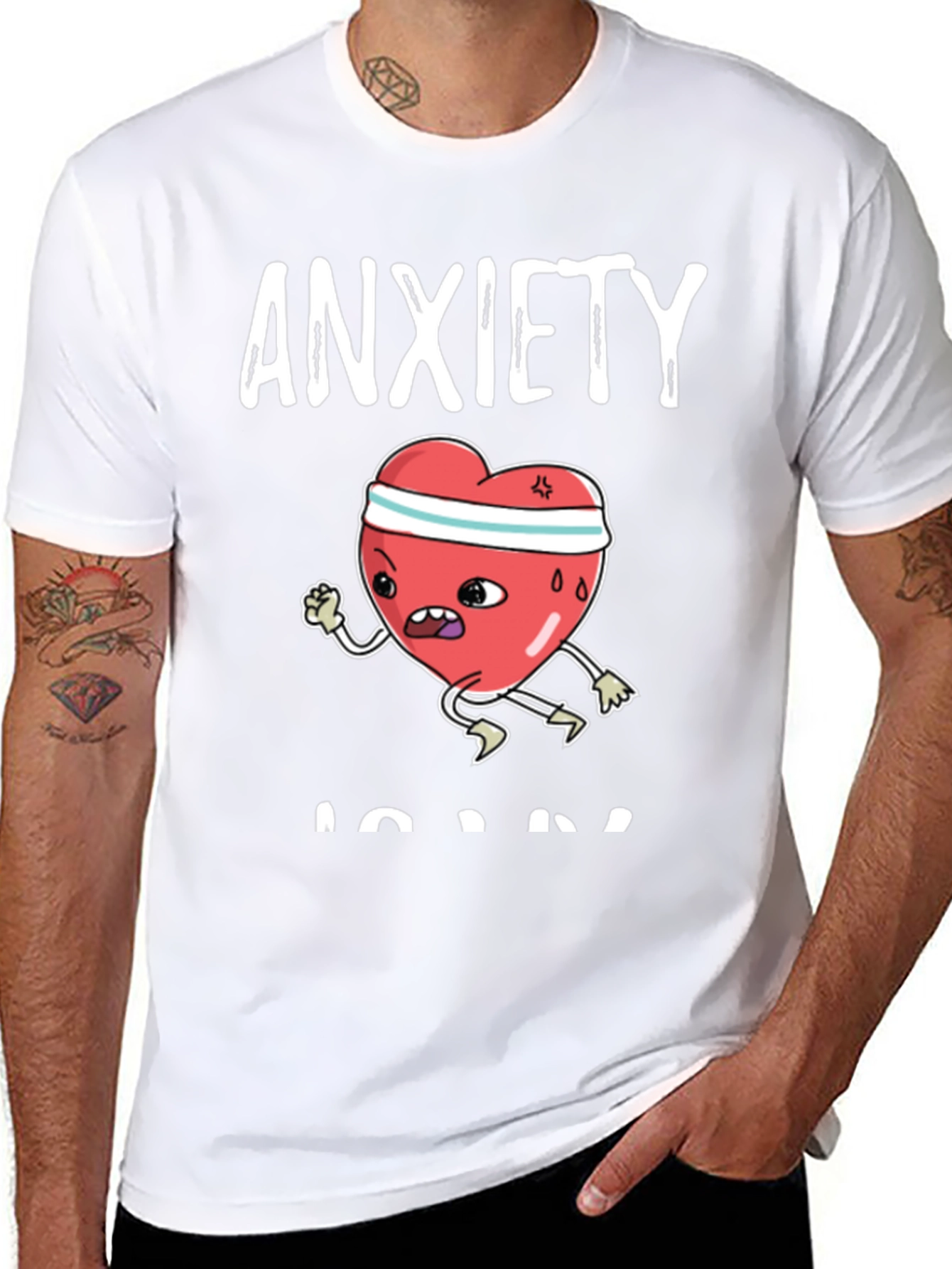 Anxiety Run T-Shirt - Funny Heart Design