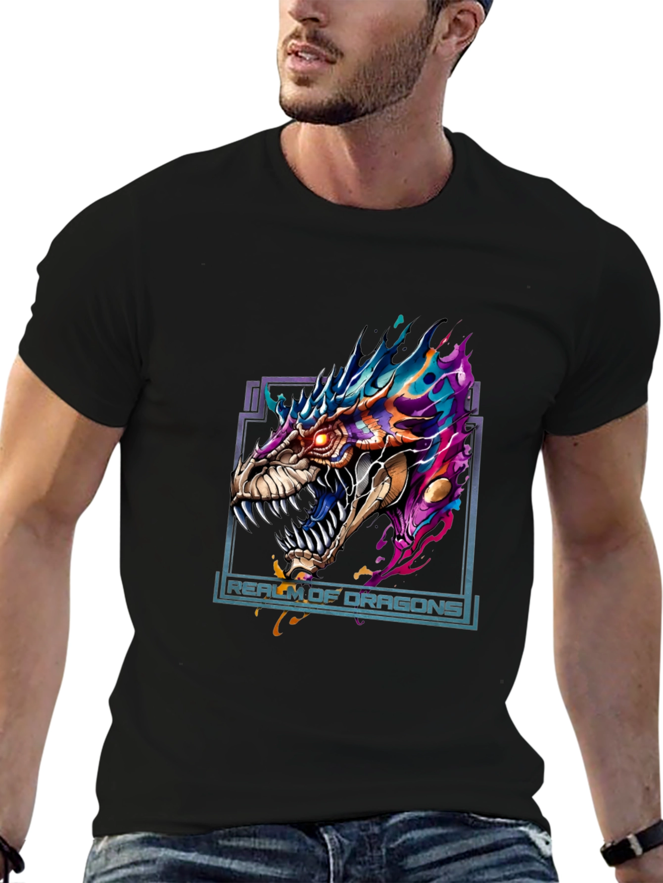 Realm of Dragons Graphic Tee - Bold Dragon Design