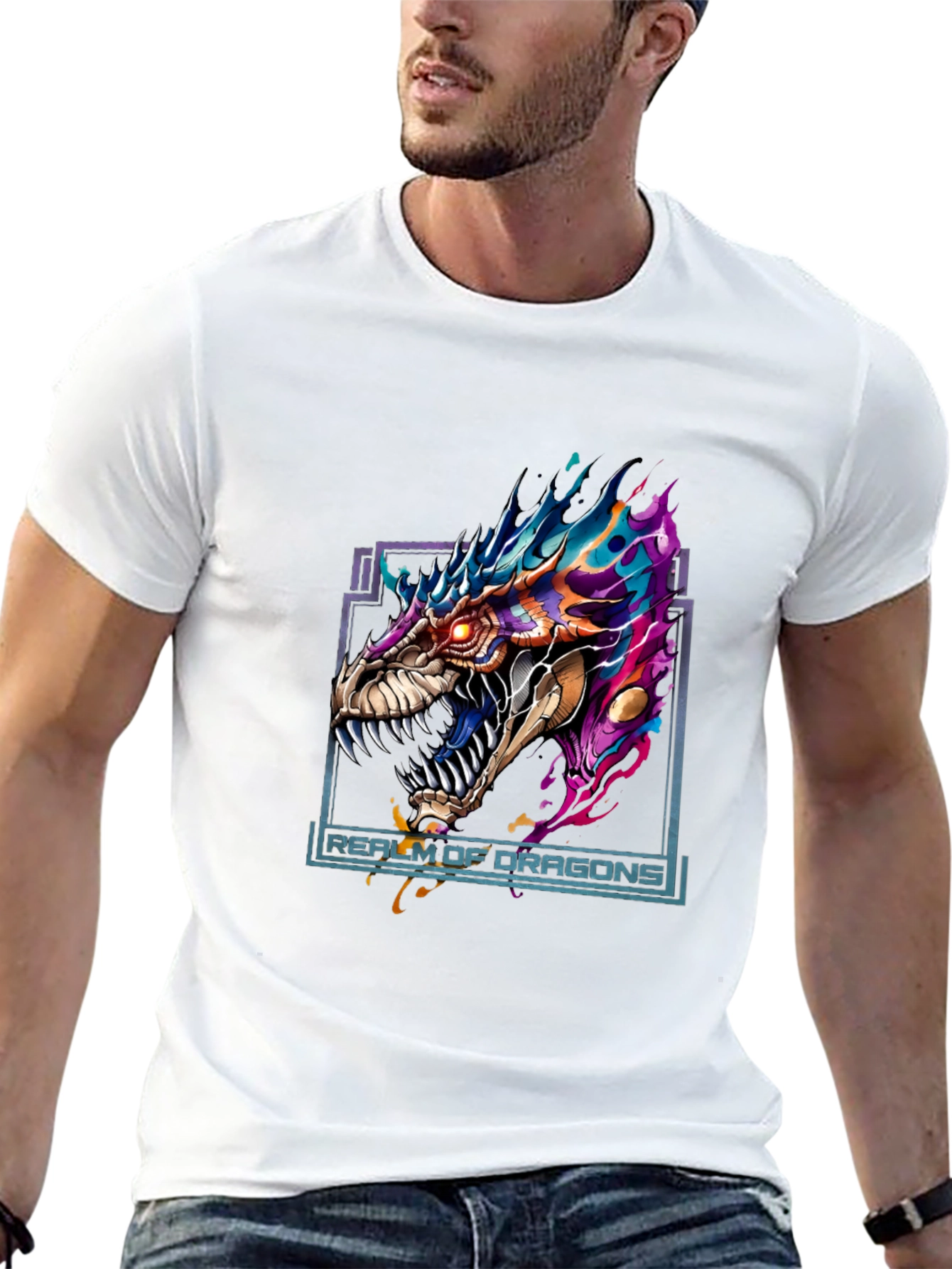 Realm of Dragons Graphic Tee - Bold Dragon Design