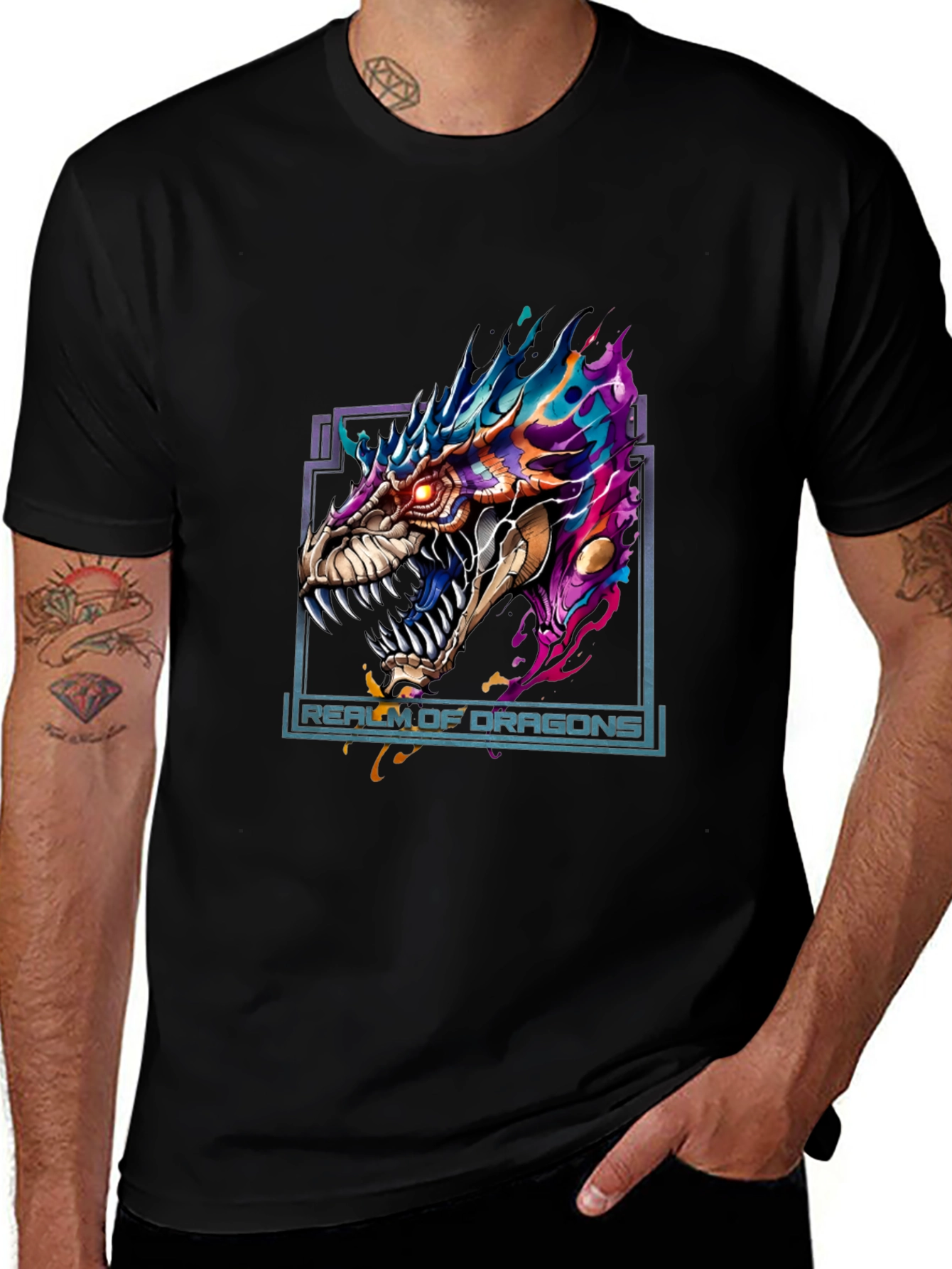 Realm of Dragons Graphic Tee - Bold Dragon Design