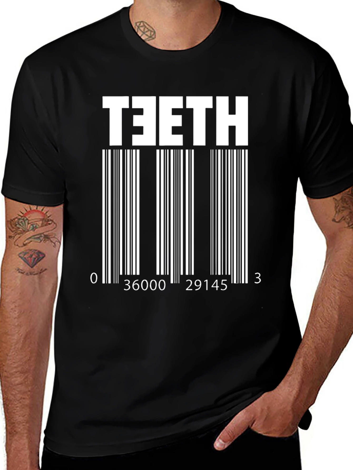 TEETH Barcode Graphic T-Shirt - Bold Statement Tee