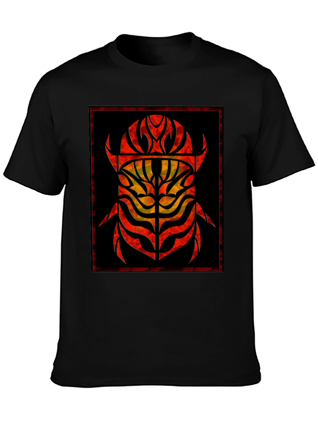 Abstract Tribal Scarab Graphic Black T-Shirt
