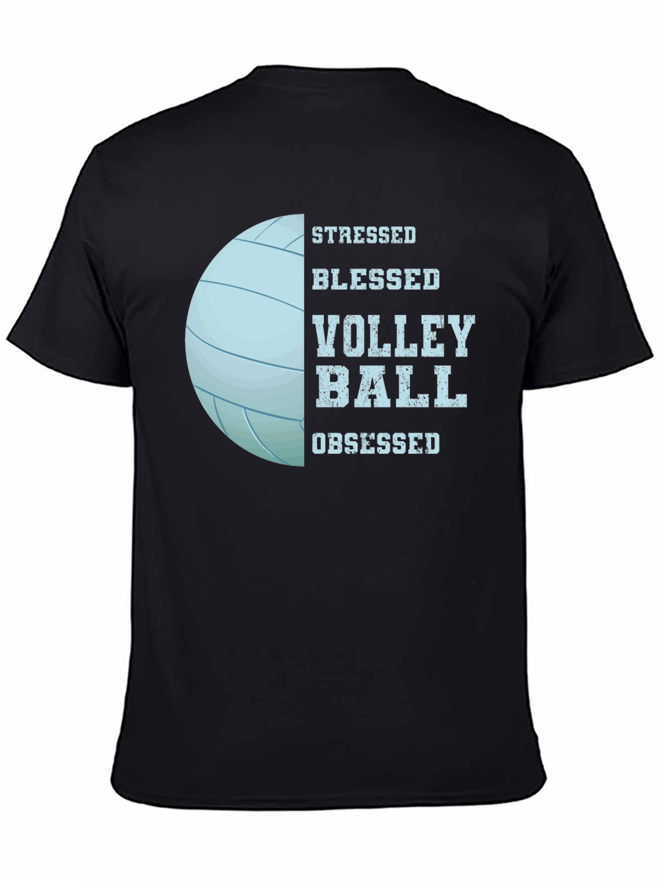 Stressed Blessed Volleyball Obsessed Black T-Shirt