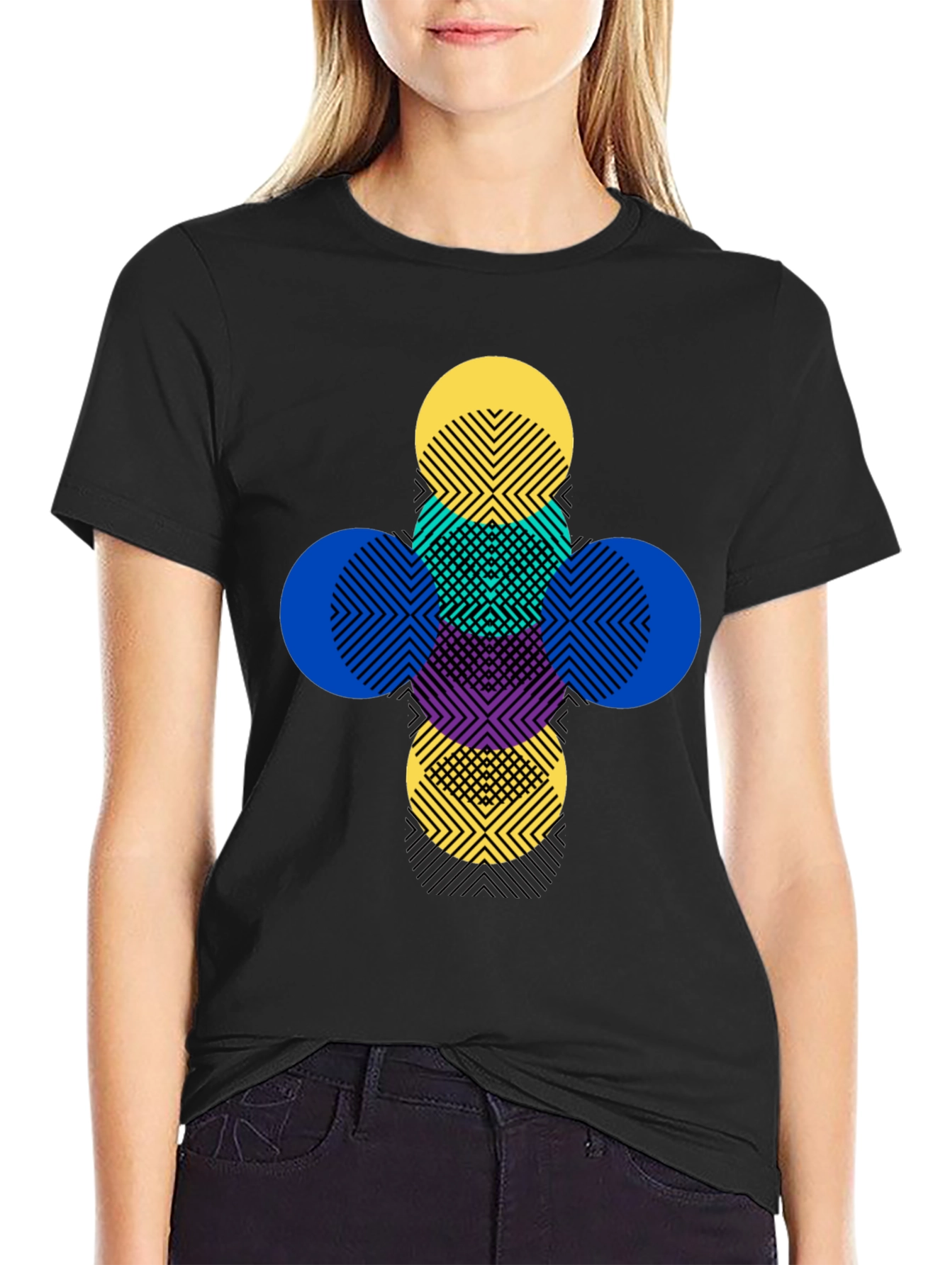 Geometric Circles Graphic Tee - Modern Pattern T-Shirt