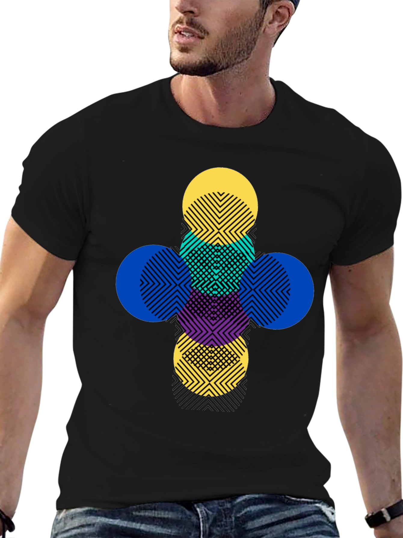 Geometric Circles Graphic Tee - Modern Pattern T-Shirt