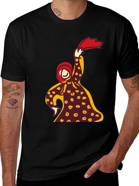 Funky Graphic Tee - Abstract Figure in Bold Colors