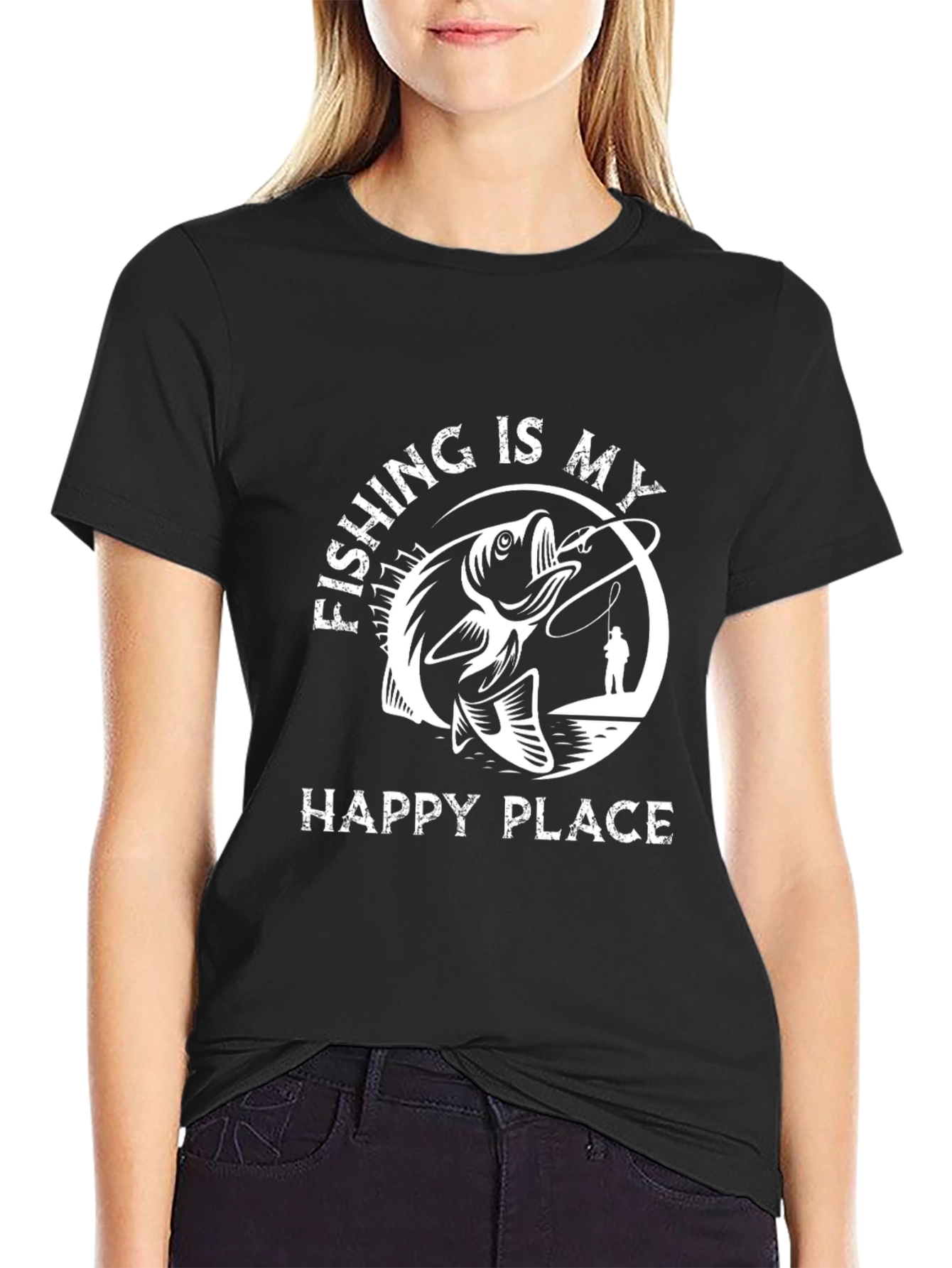 Fishing Is My Happy Place Graphic T-Shirt