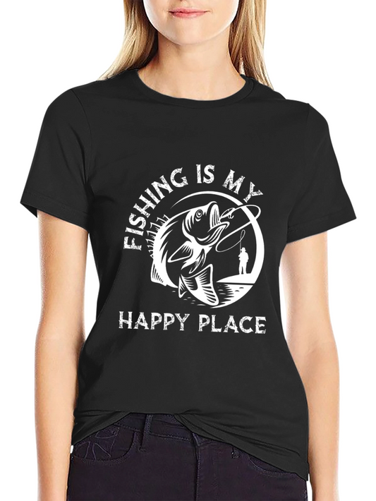 Fishing Is My Happy Place Graphic T-Shirt