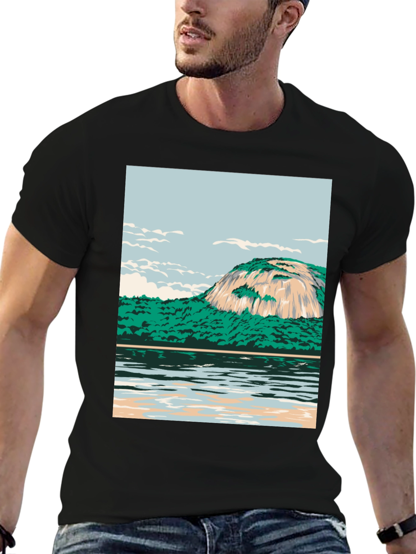 Mountain Lake Graphic Tee - Cool Nature Design