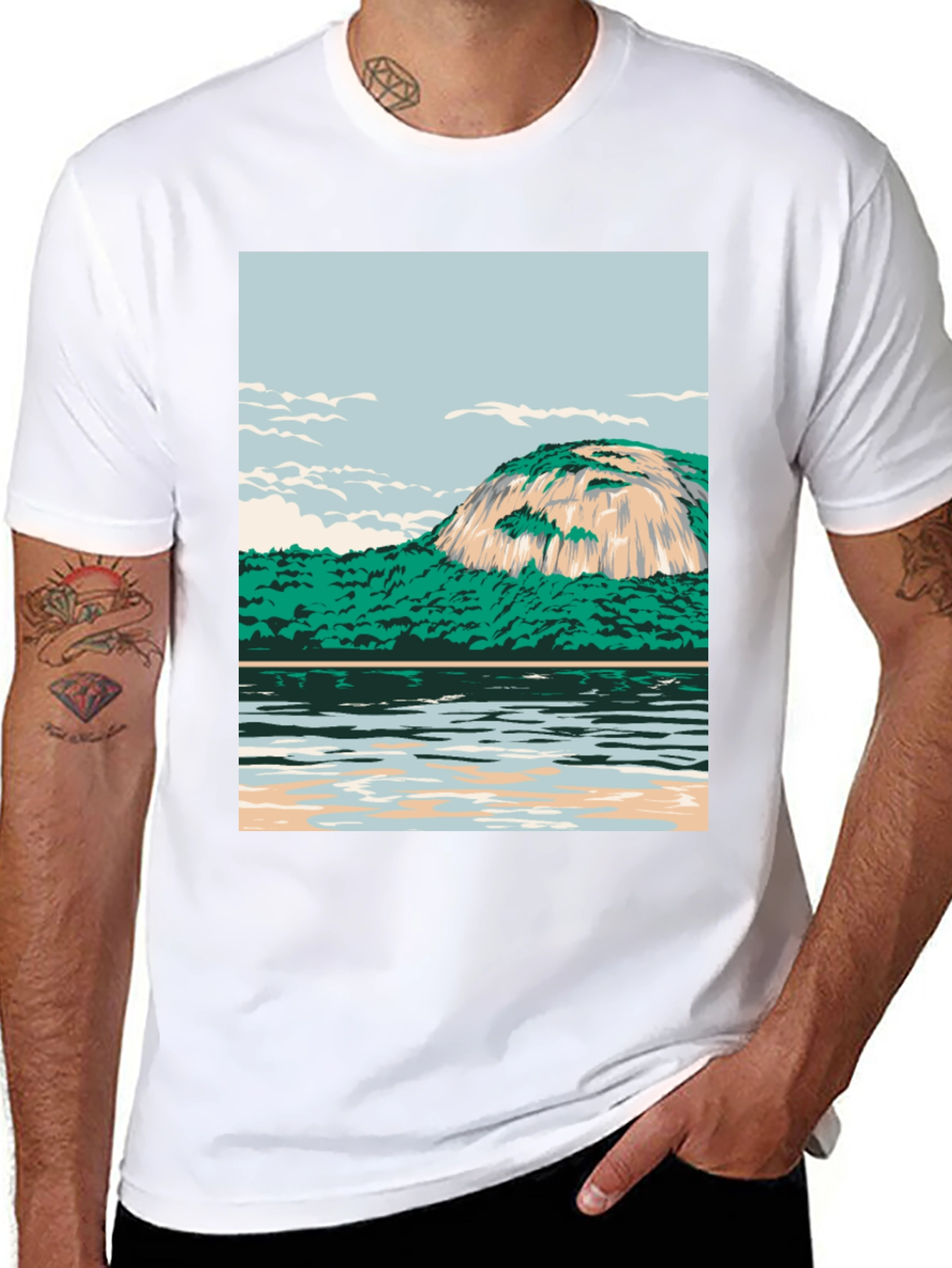 Mountain Lake Graphic Tee - Cool Nature Design