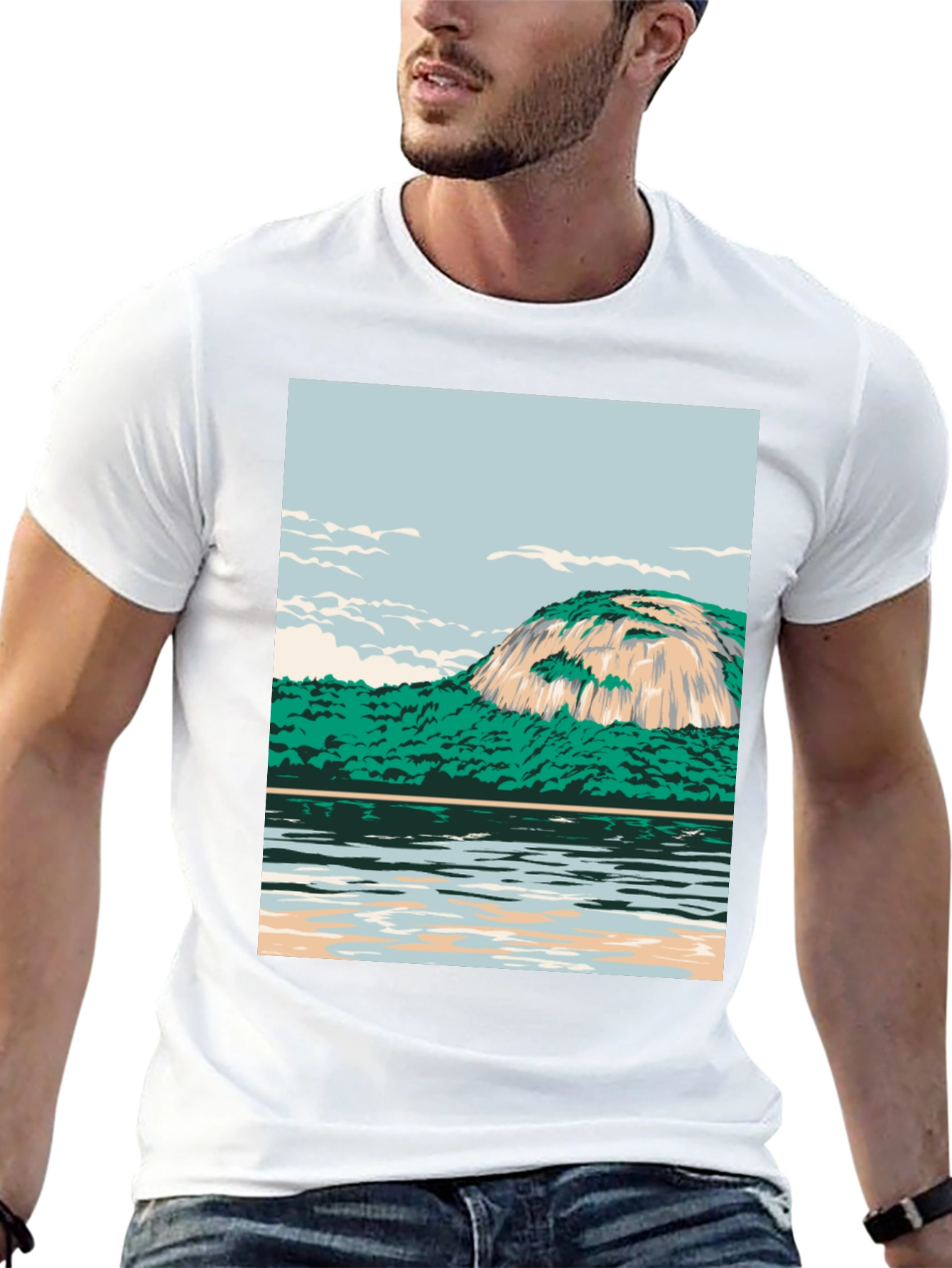 Mountain Lake Graphic Tee - Cool Nature Design