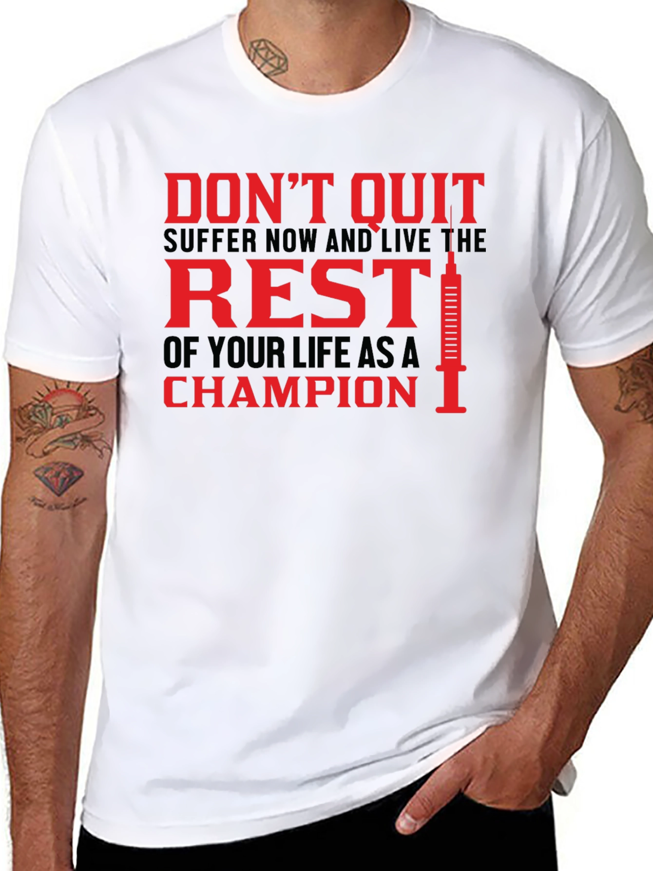 Motivational Workout T-Shirt: Dont Quit Champion!