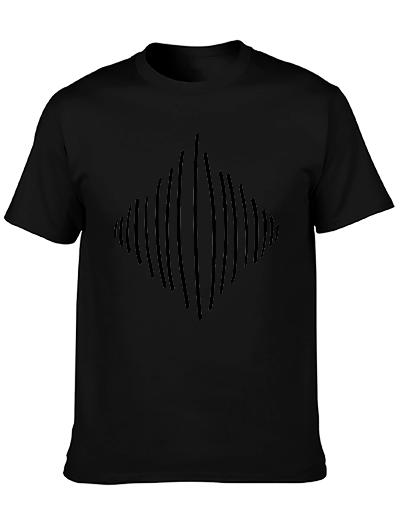 Abstract Diamond Line Art Black T-Shirt