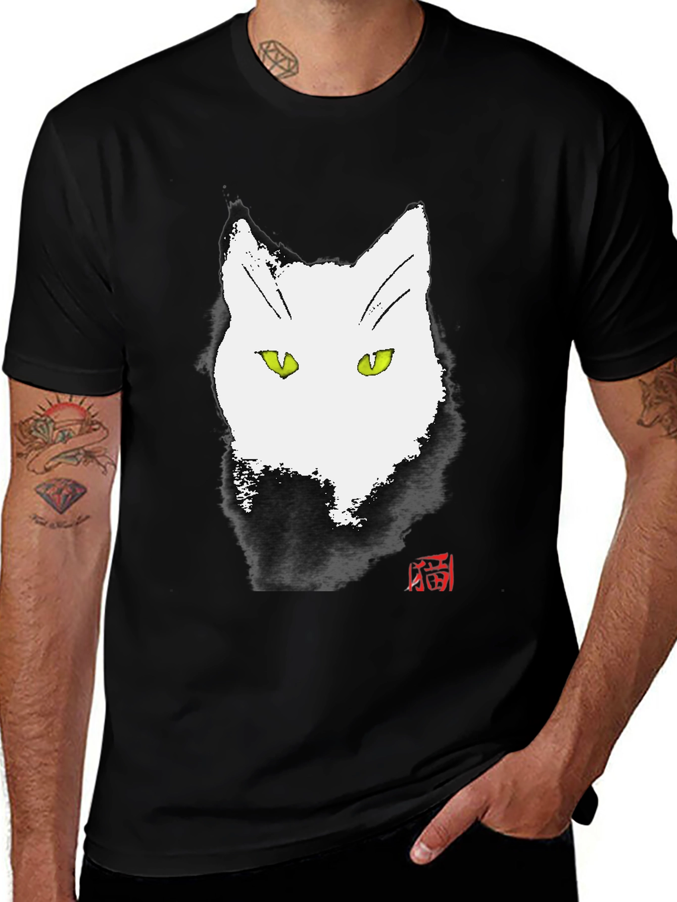 Ink Cat Graphic Tee - Unique Artistic Design