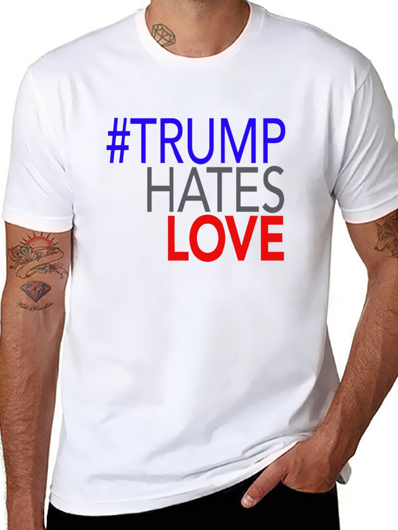 Political Slogan T-Shirt - #Trump Hates Love Graphic Tee
