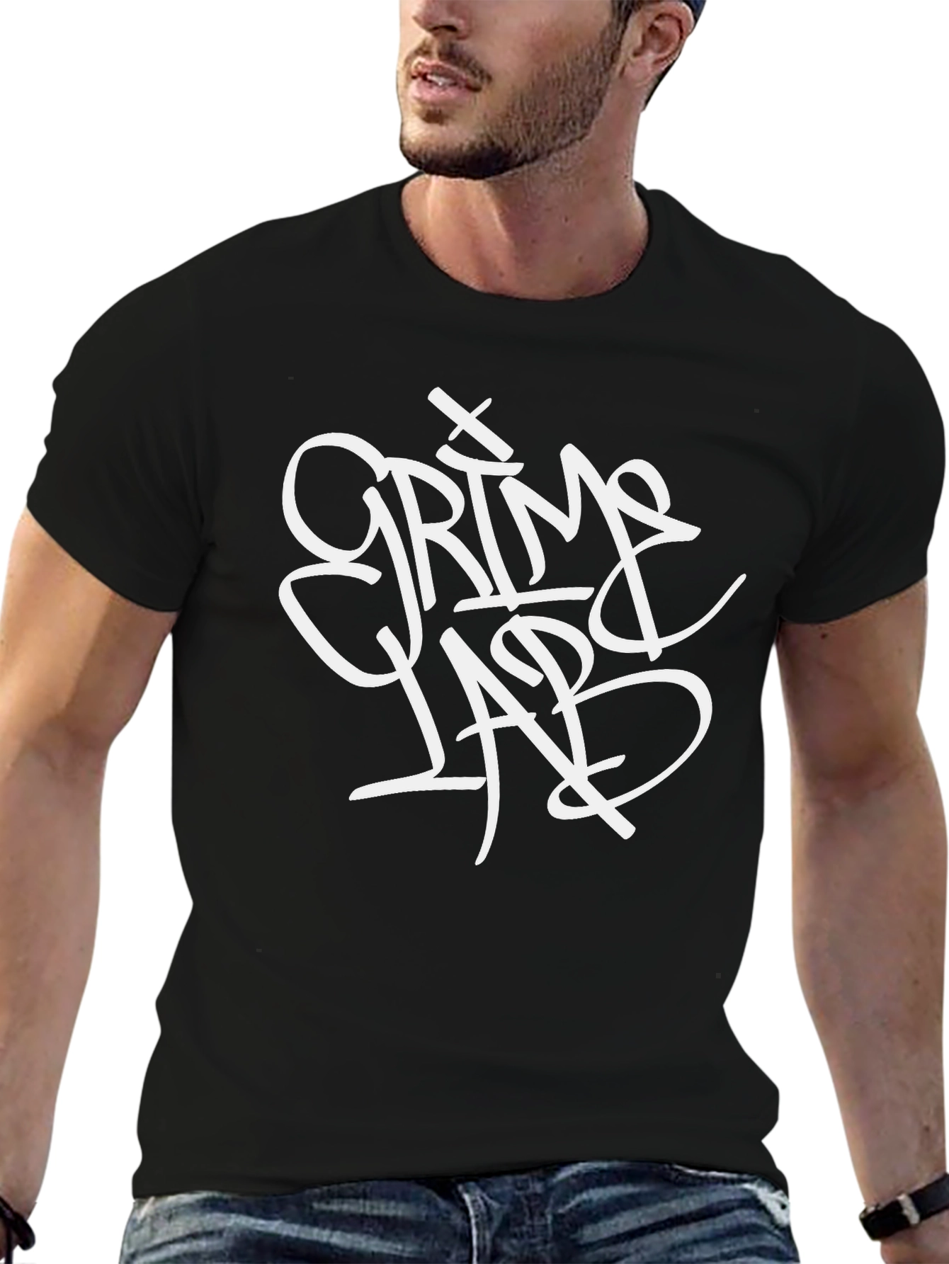 Grim Lab Black T-Shirt - Graffiti Style Design