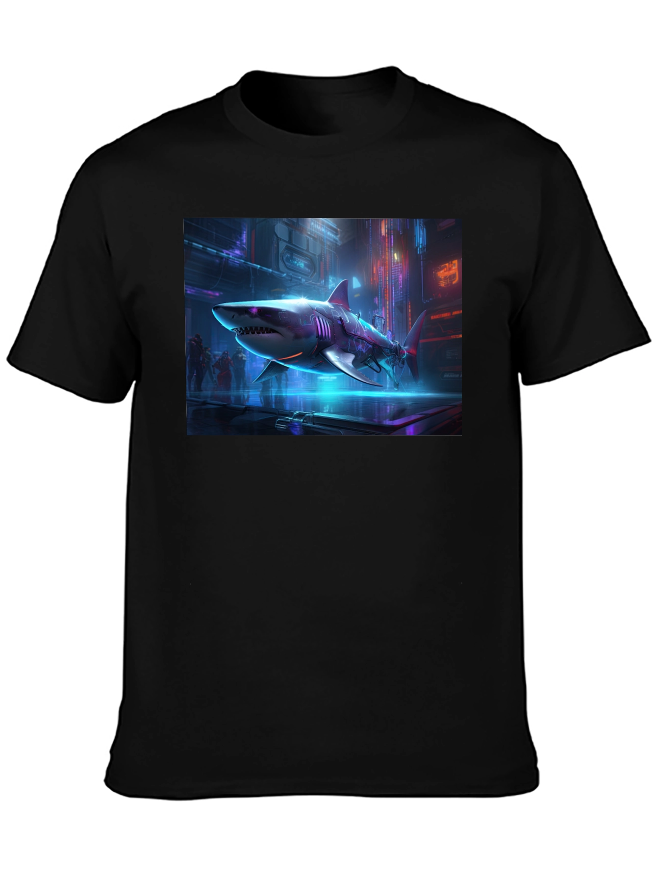 Cyberpunk Shark Graphic T-Shirt