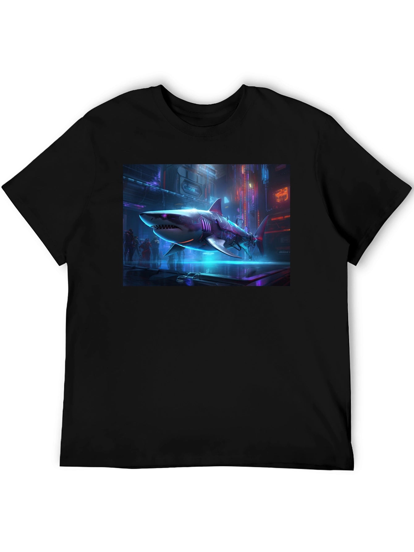 Cyberpunk Shark Graphic T-Shirt