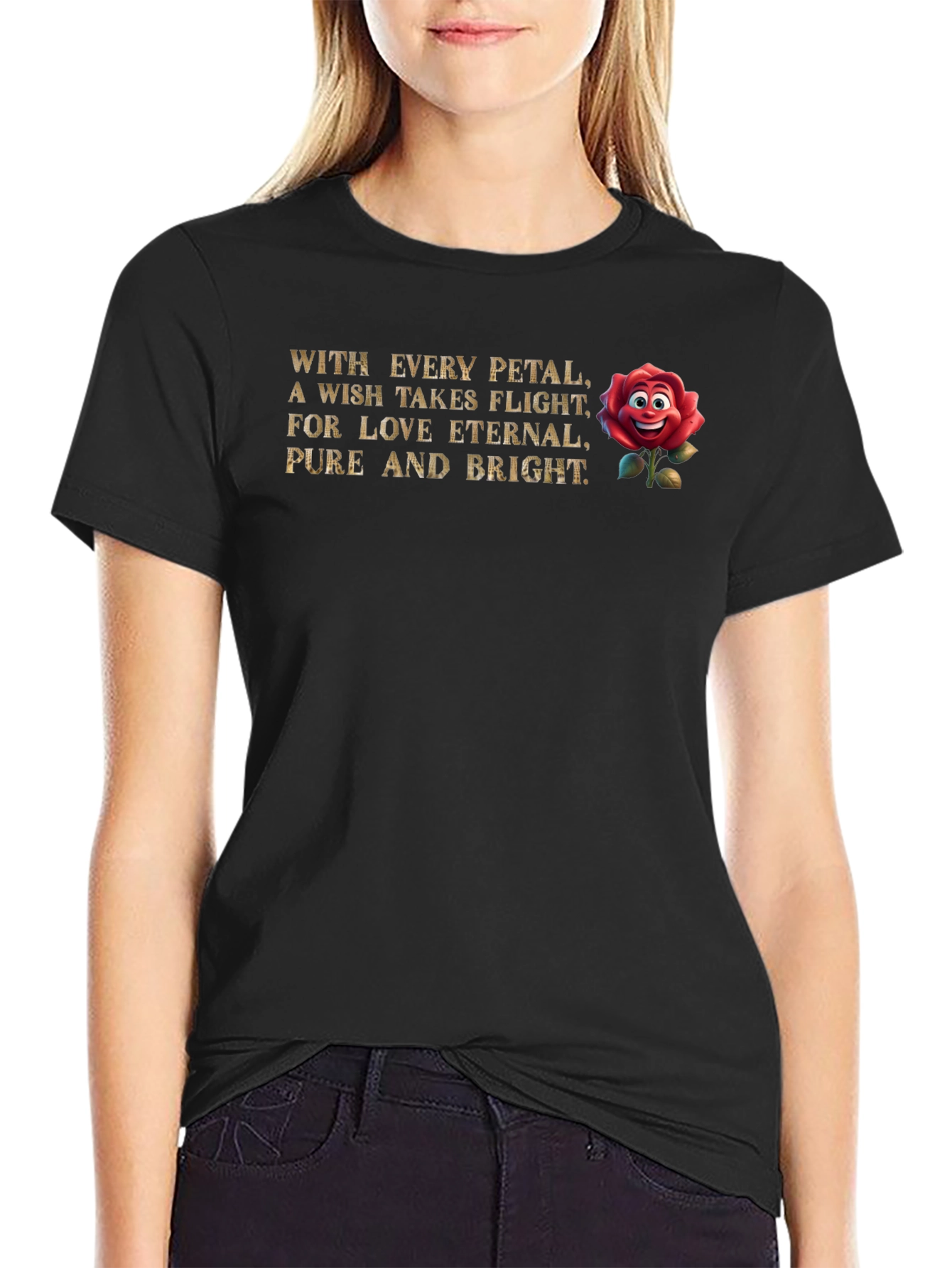 Romantic Rose Wish Graphic T-Shirt