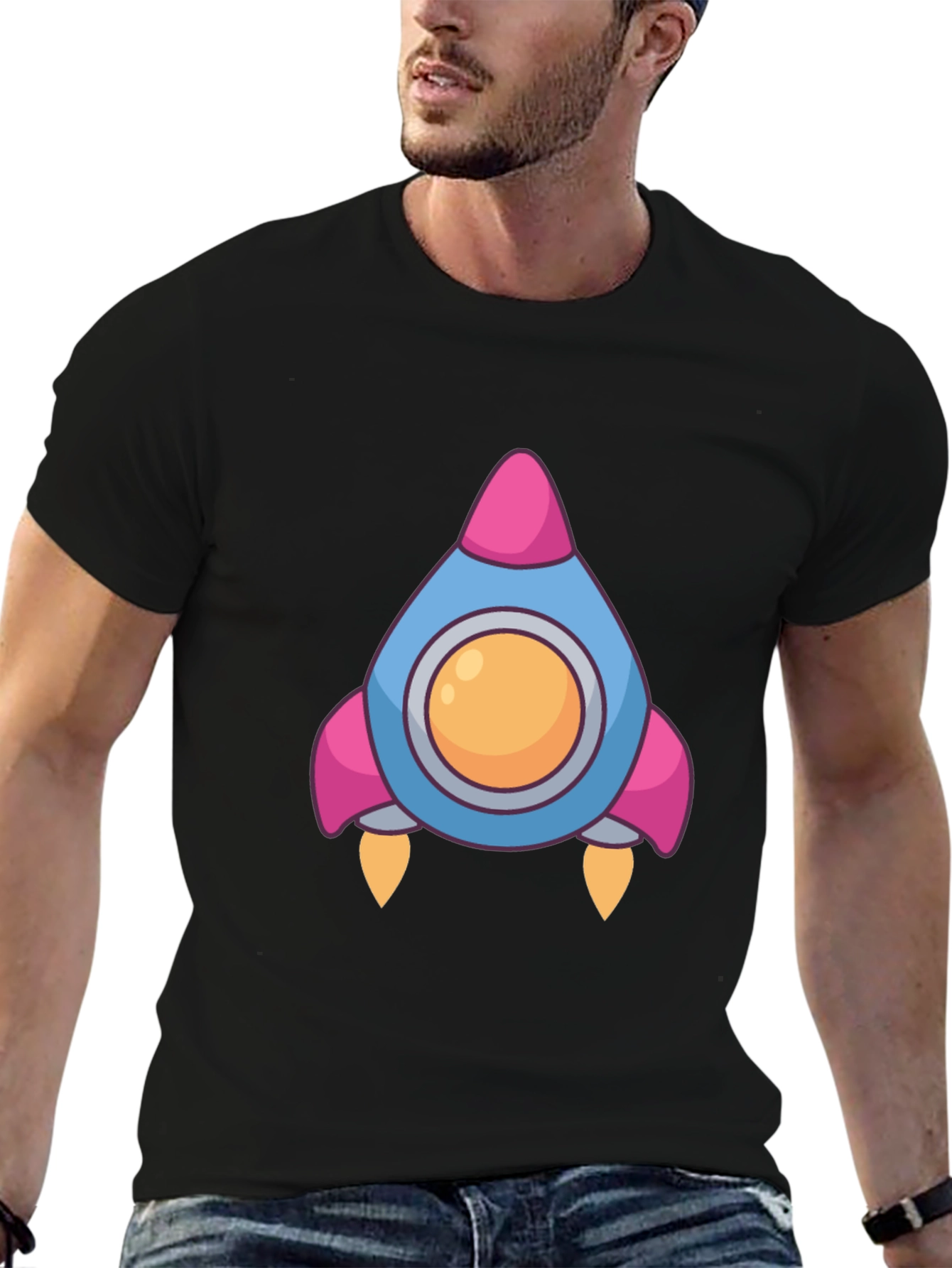 Rocket Graphic Black T-Shirt
